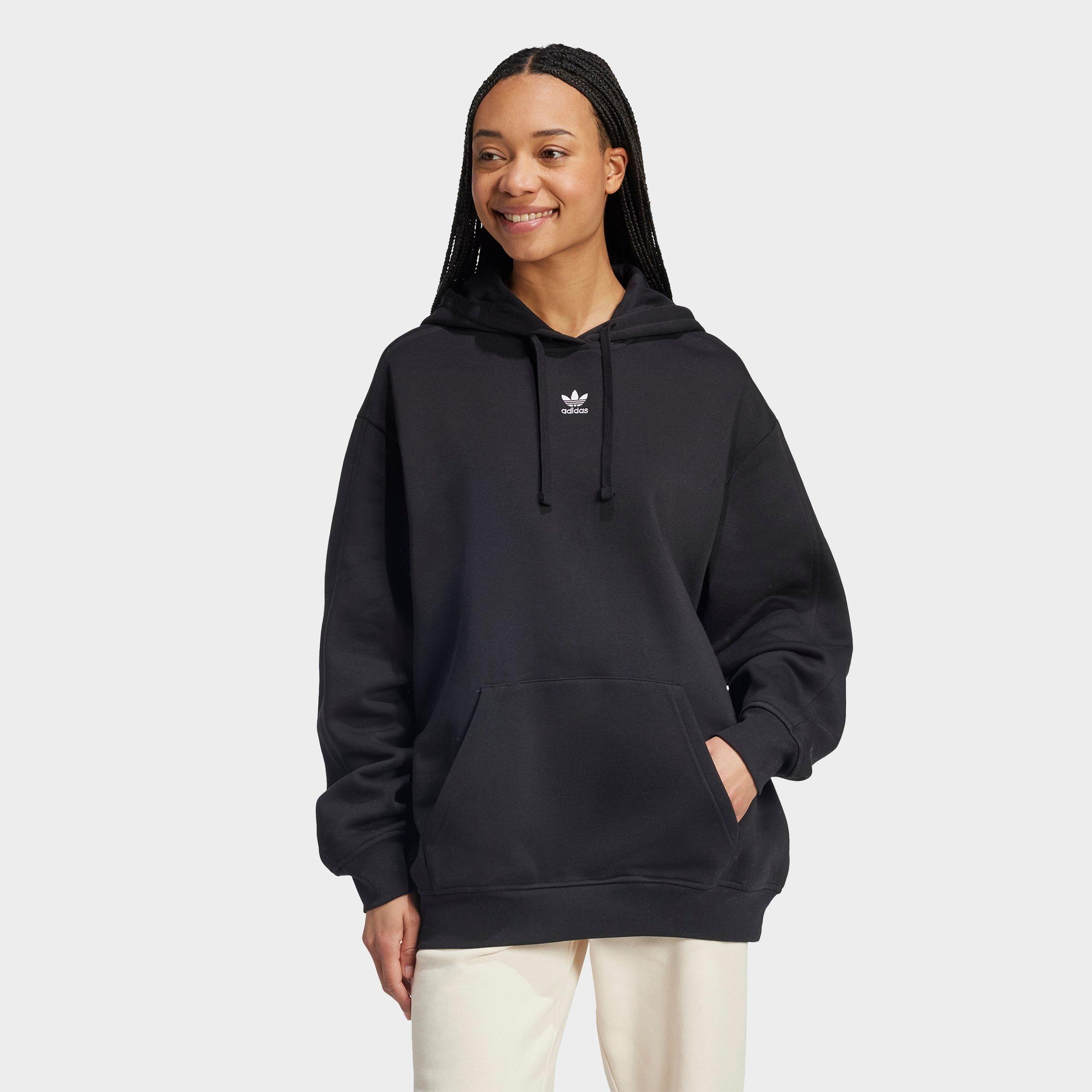 Adidas Women's Originals Essentials Oversized Hoodie in Black/Black Size Large Cotton/Polyester/Fleece