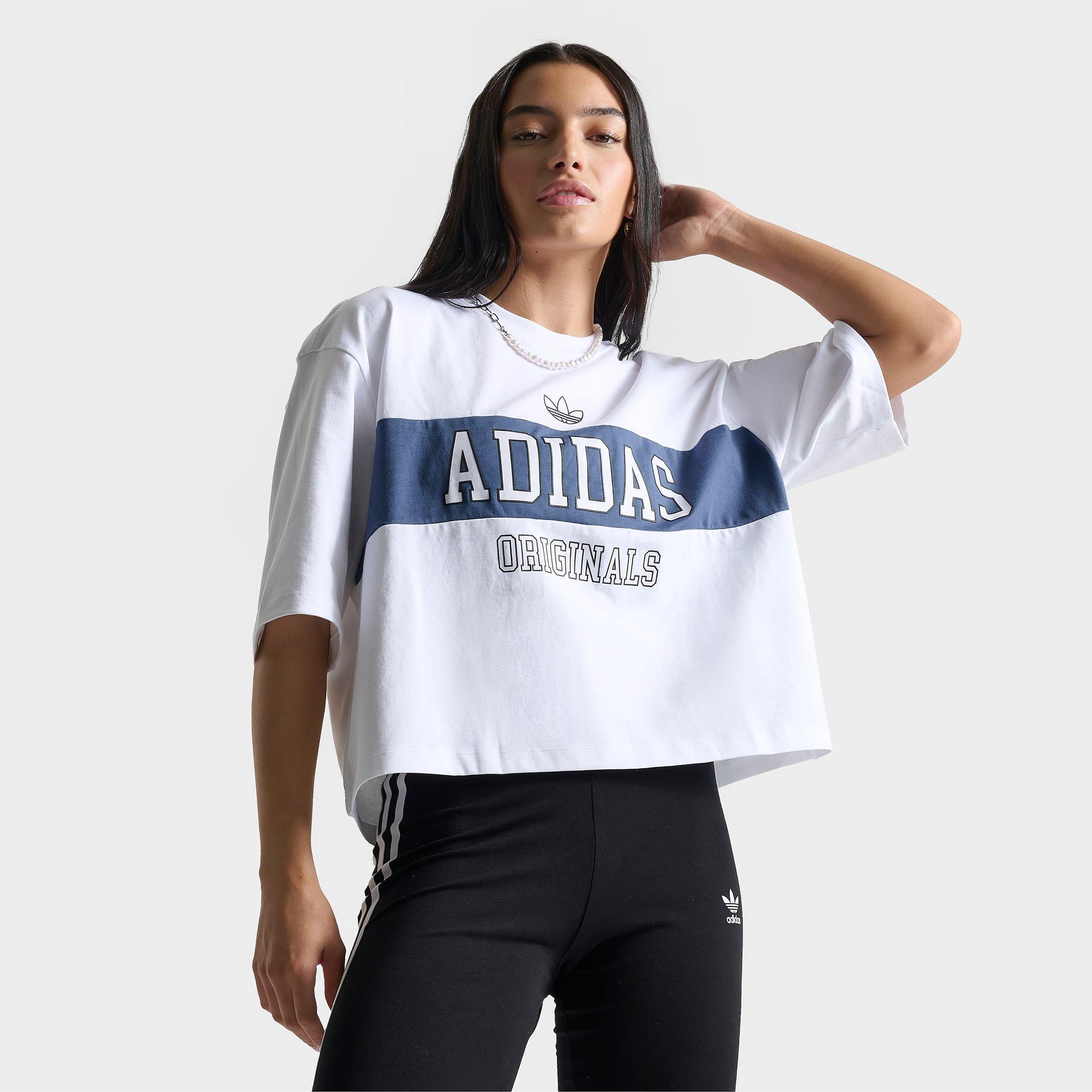 Shop Adidas Originals Adidas Women's Originals Boxy Cropped T-shirt In White/pre Ink