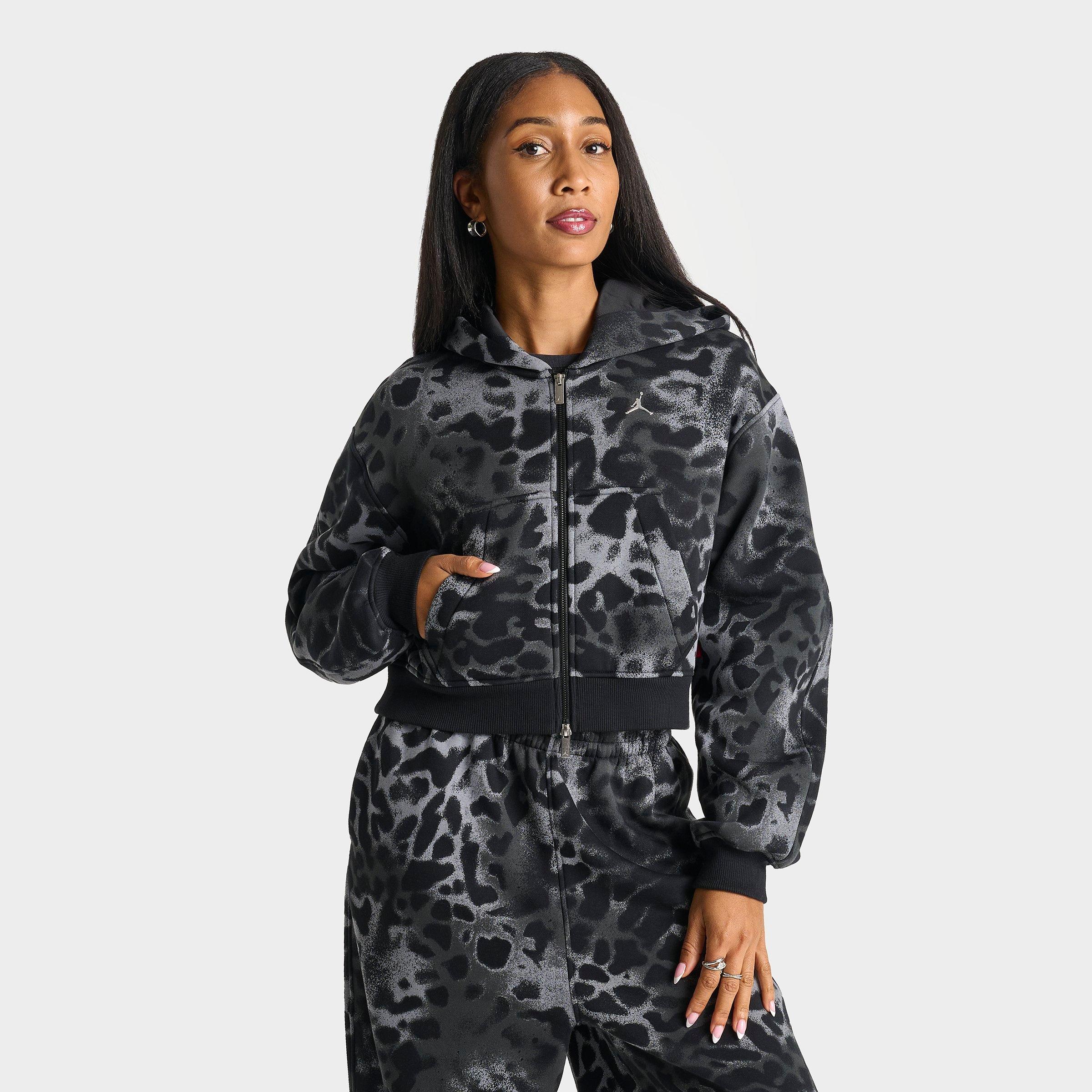 Jordan Women's Brooklyn Fleece Animal Print Cropped Full-Zip Hoodie