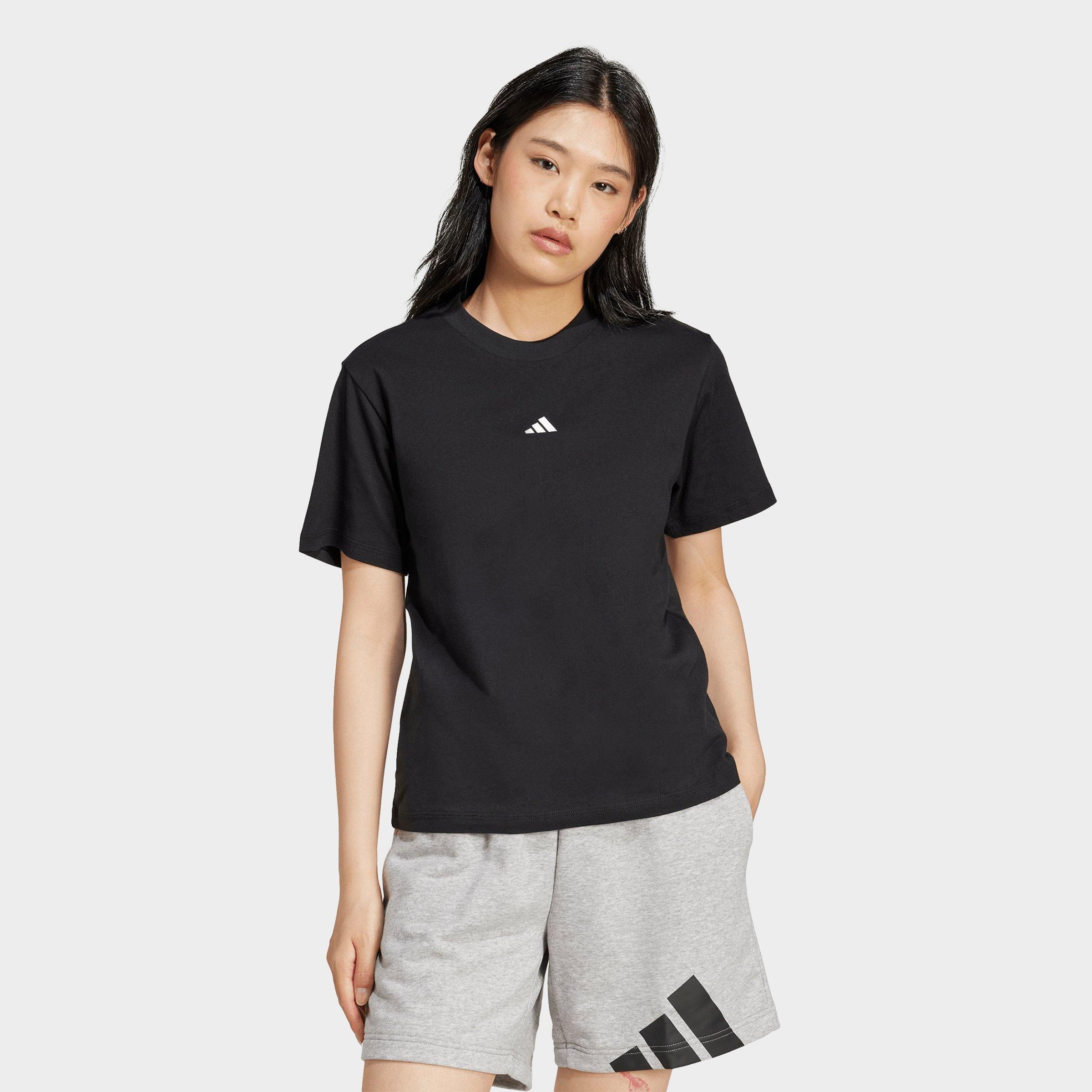 adidas Women's Essentials Logo Cotton T-Shirt in Black/White Size: Small