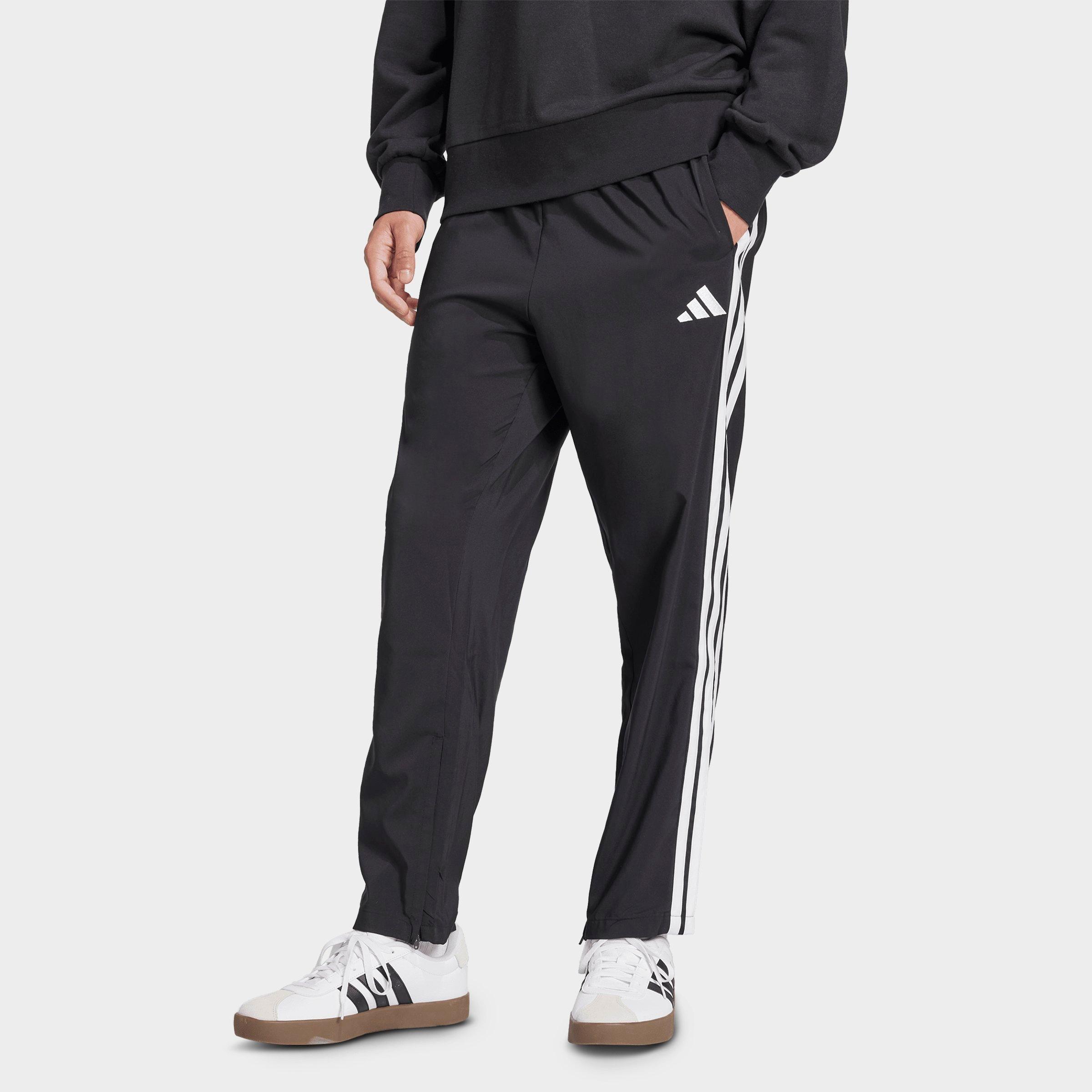 adidas Men's Essentials 3-Stripes Stanford Open Hem Pants in Black/White Size: Medium