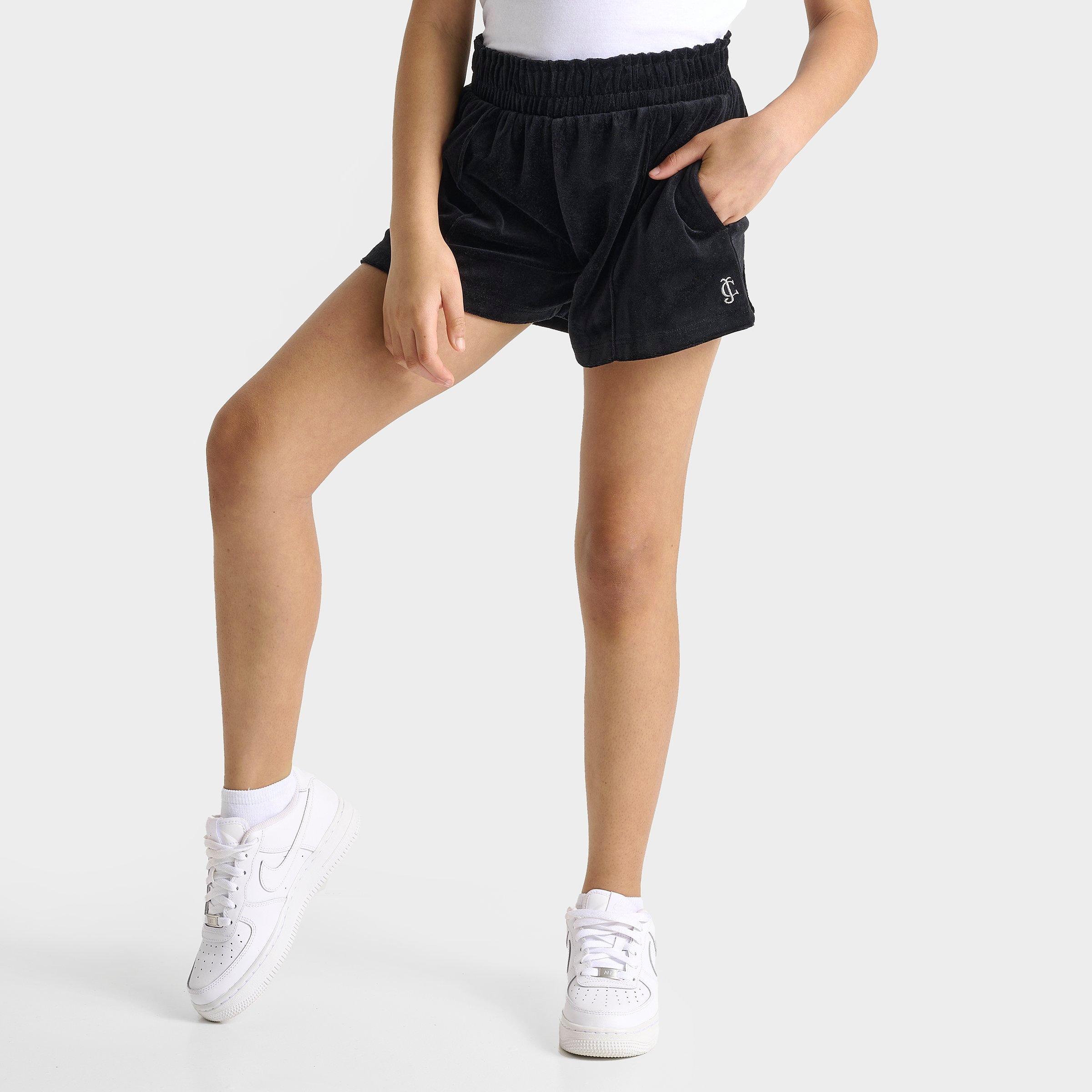 Shop Juicy Couture Girls' Velour Shorts In Deep Black