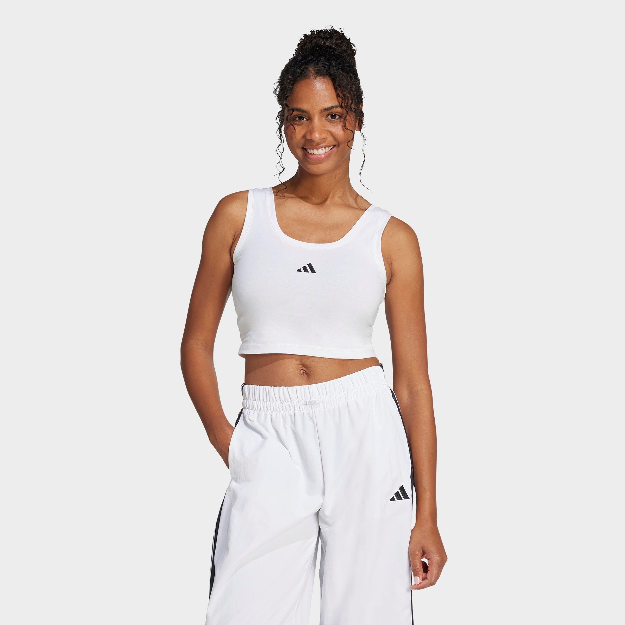 adidas Women's Sportswear Essentials Small Logo Cotton Lifestyle Tank Top in White/Black Size: Medium