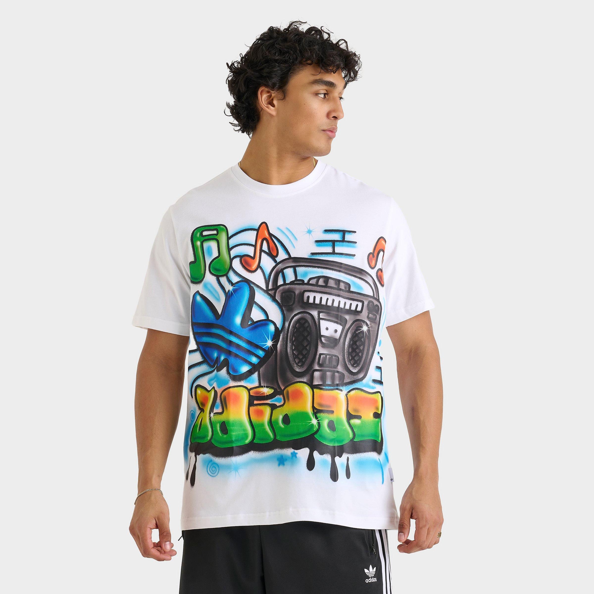 Adidas Men's Originals Airbrush Graphic T-Shirt in White/White Size 2XL 100% Cotton