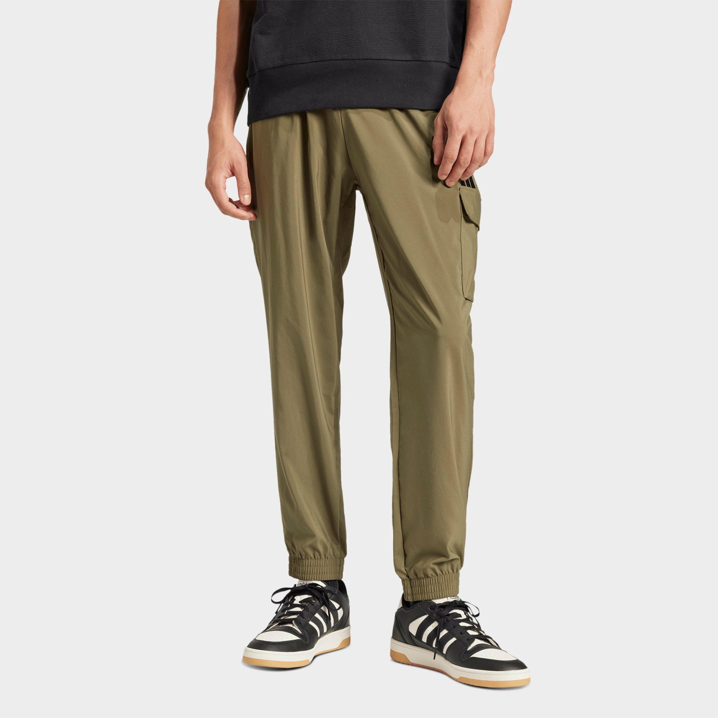 adidas Men's Essentials Small Logo Cargo Pants in Olive Strata/Black Size: XS