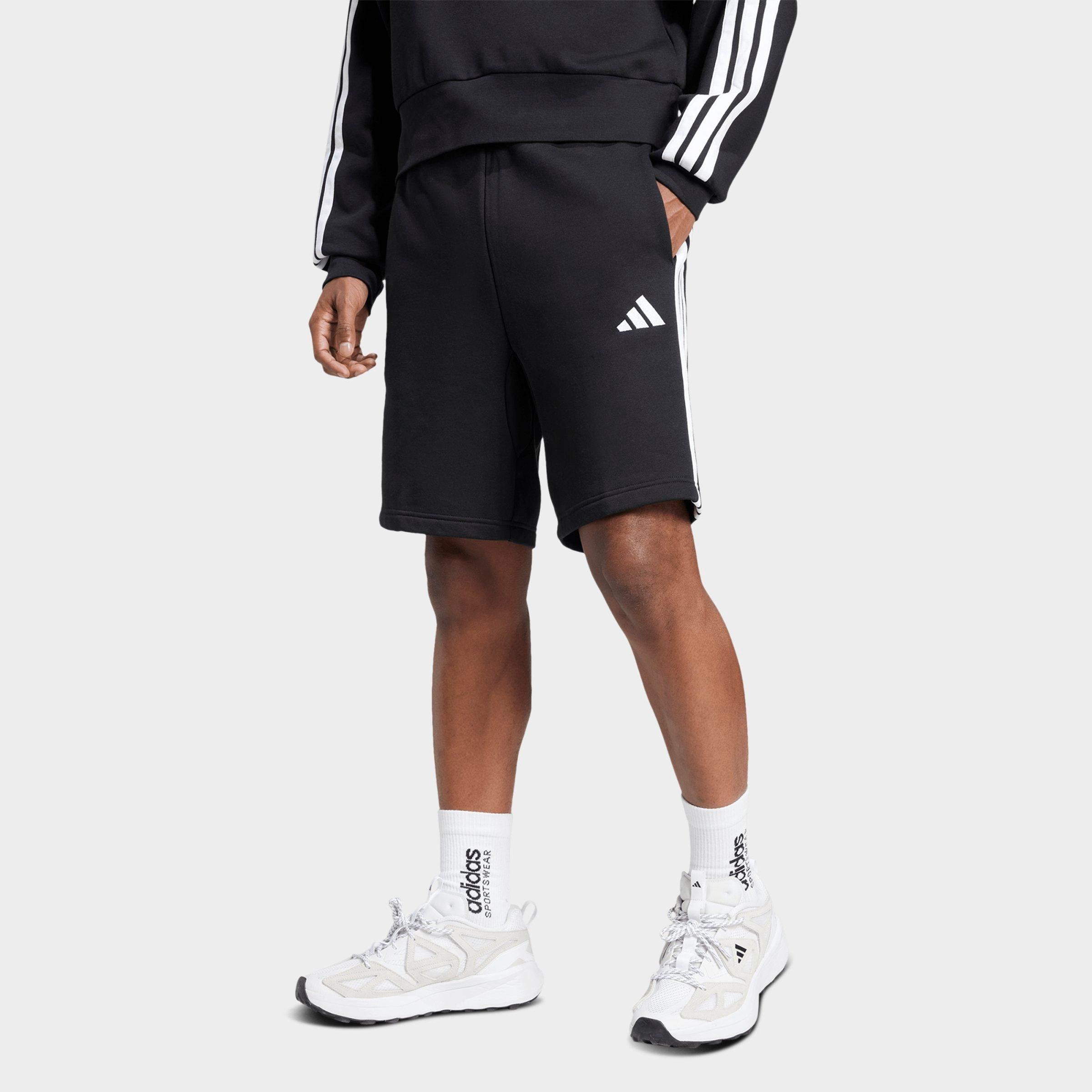 adidas Men's Essentials 3-Stripes Fleece Shorts in Black/White Size: XS