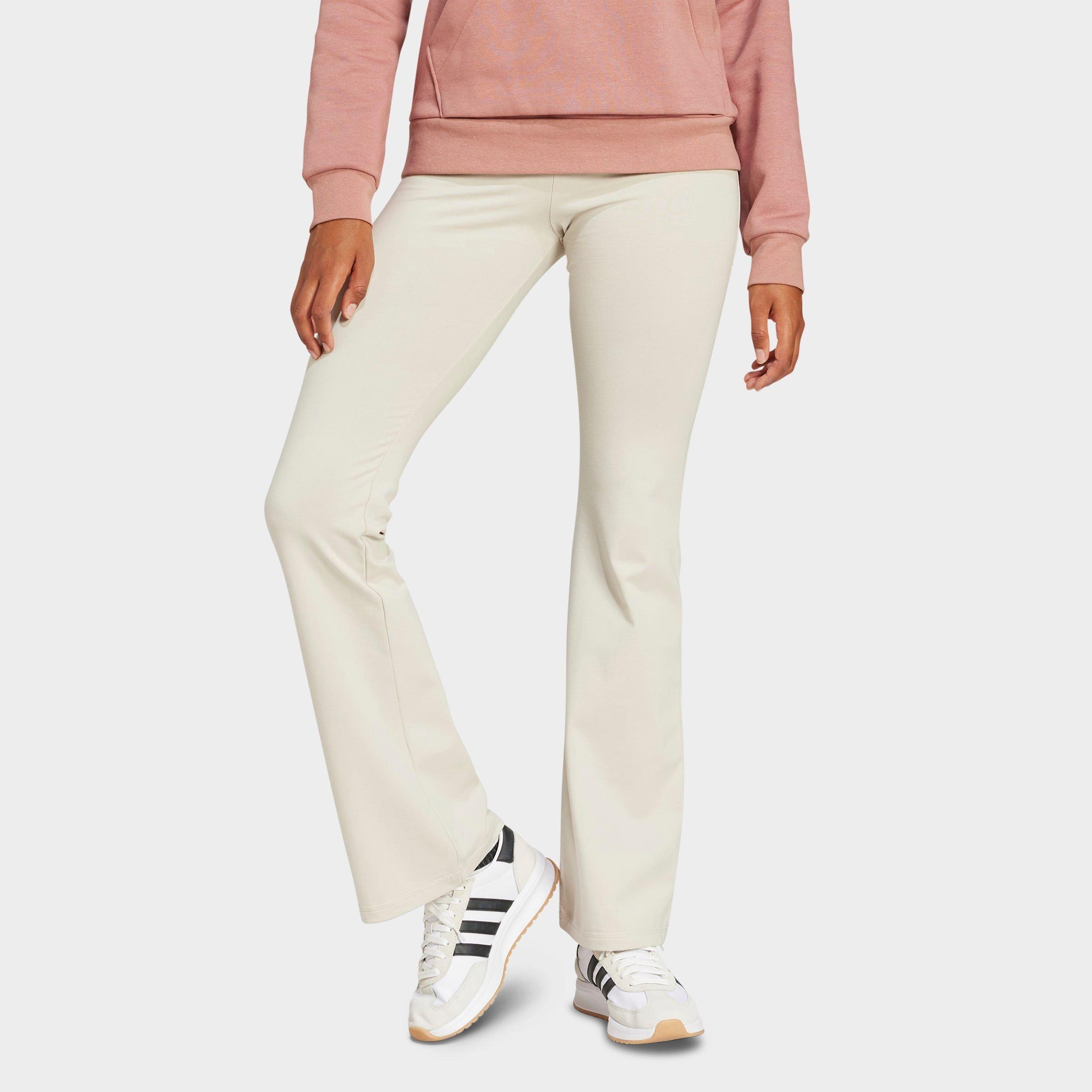 adidas Women's Essentials Small Logo Flared Leggings in Wonder Alumina/White Size: Large