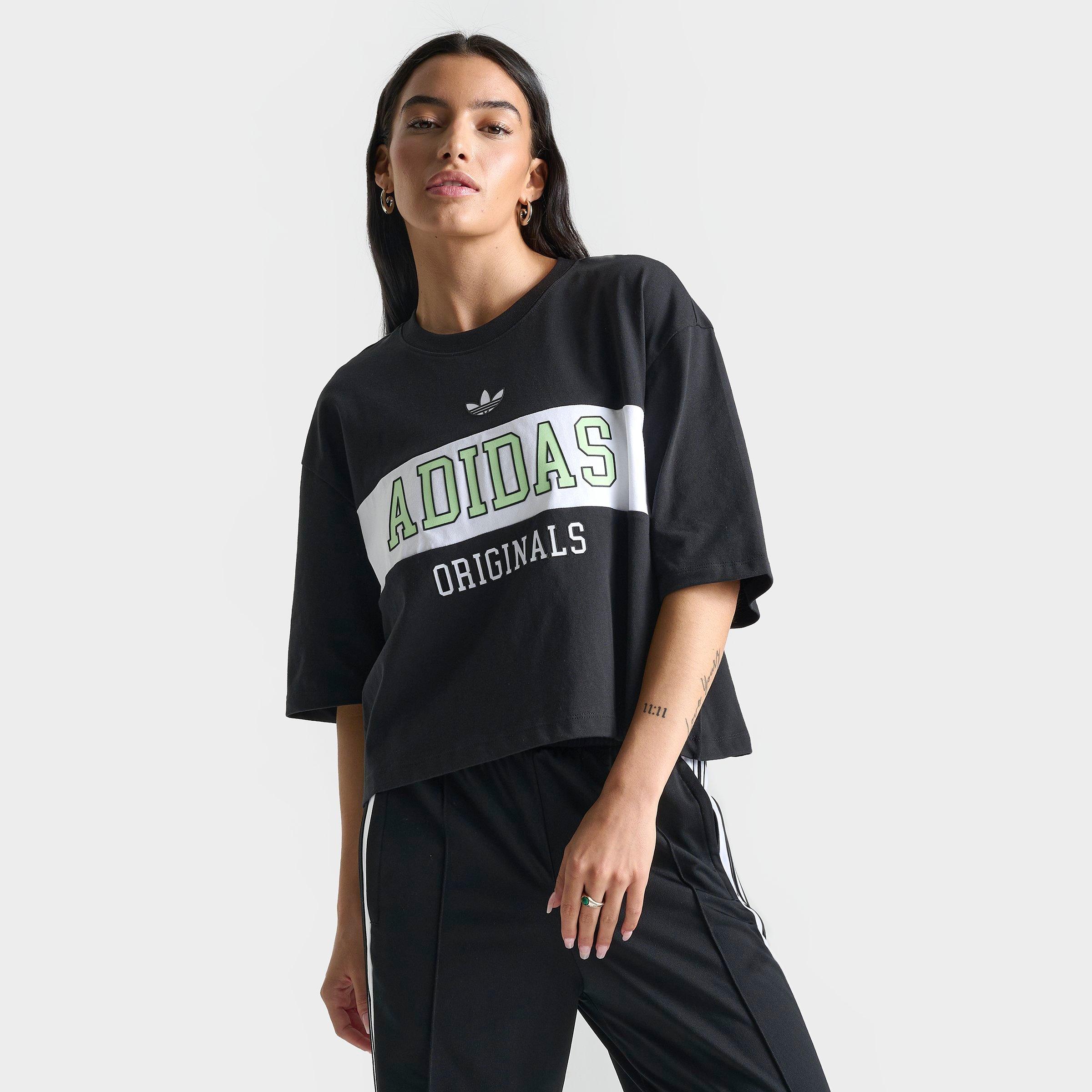 Shop Adidas Originals Adidas Women's Originals Cropped T-shirt In Black/semi Green