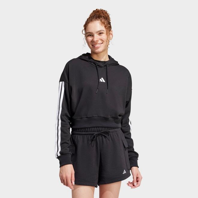 Women's adidas Essentials 3-Stripes French Terry Cropped Hoodie