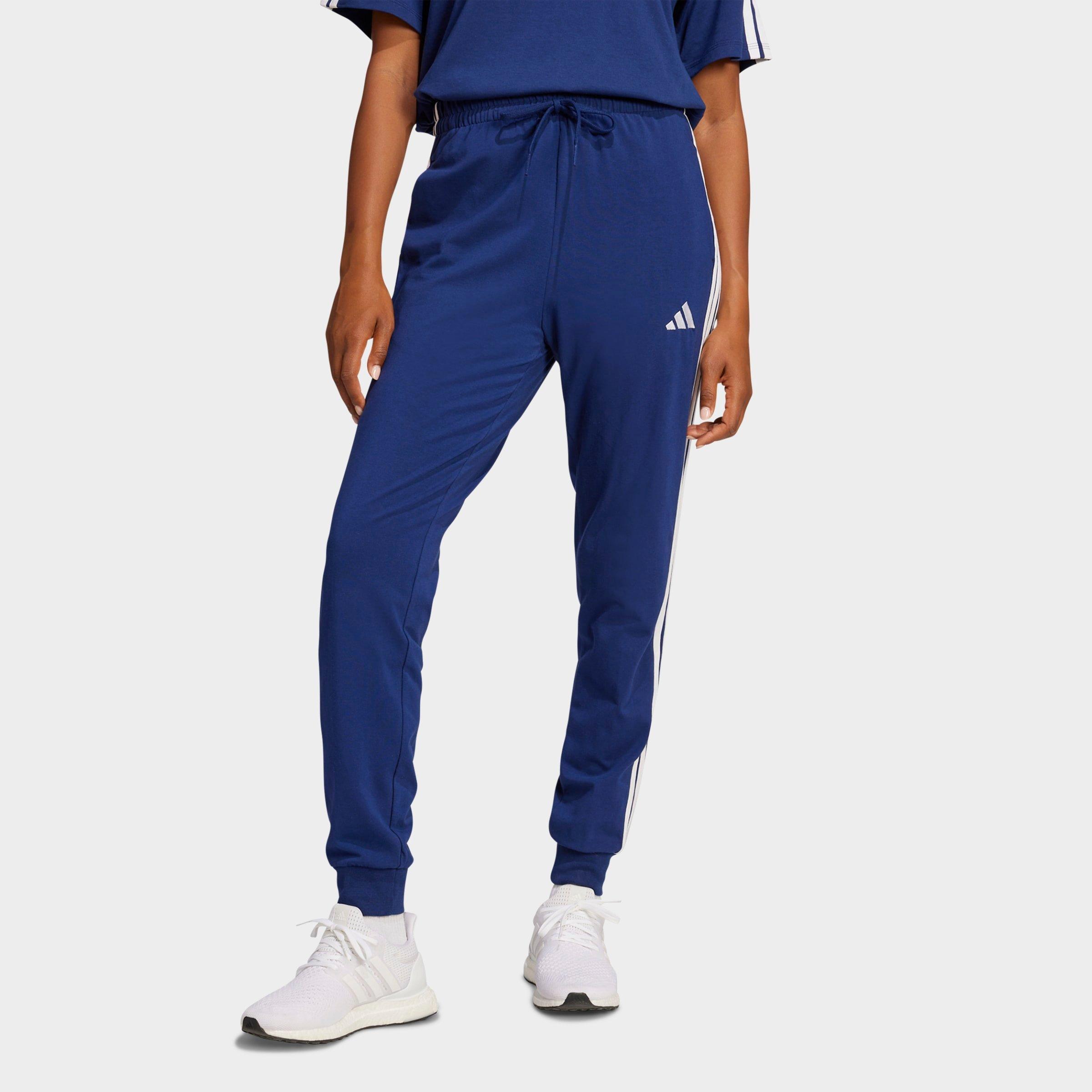 adidas Women's Essentials 3-Stripes Jogger Pants in Dark Blue/White Size: Large