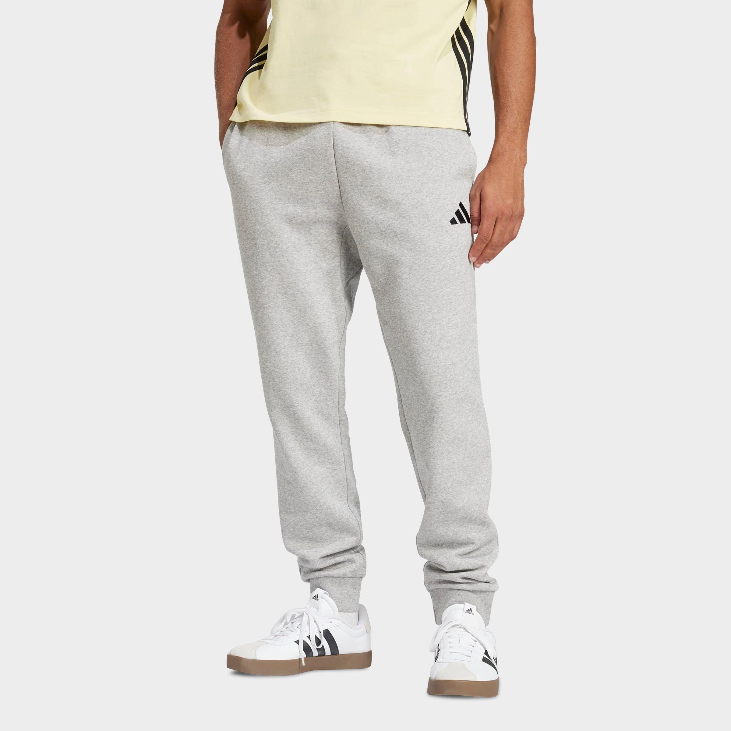 adidas Men's Essentials Feelcozy Fleece Jogger Pants in Medium Grey Heather/Black Size: 3XL Tall