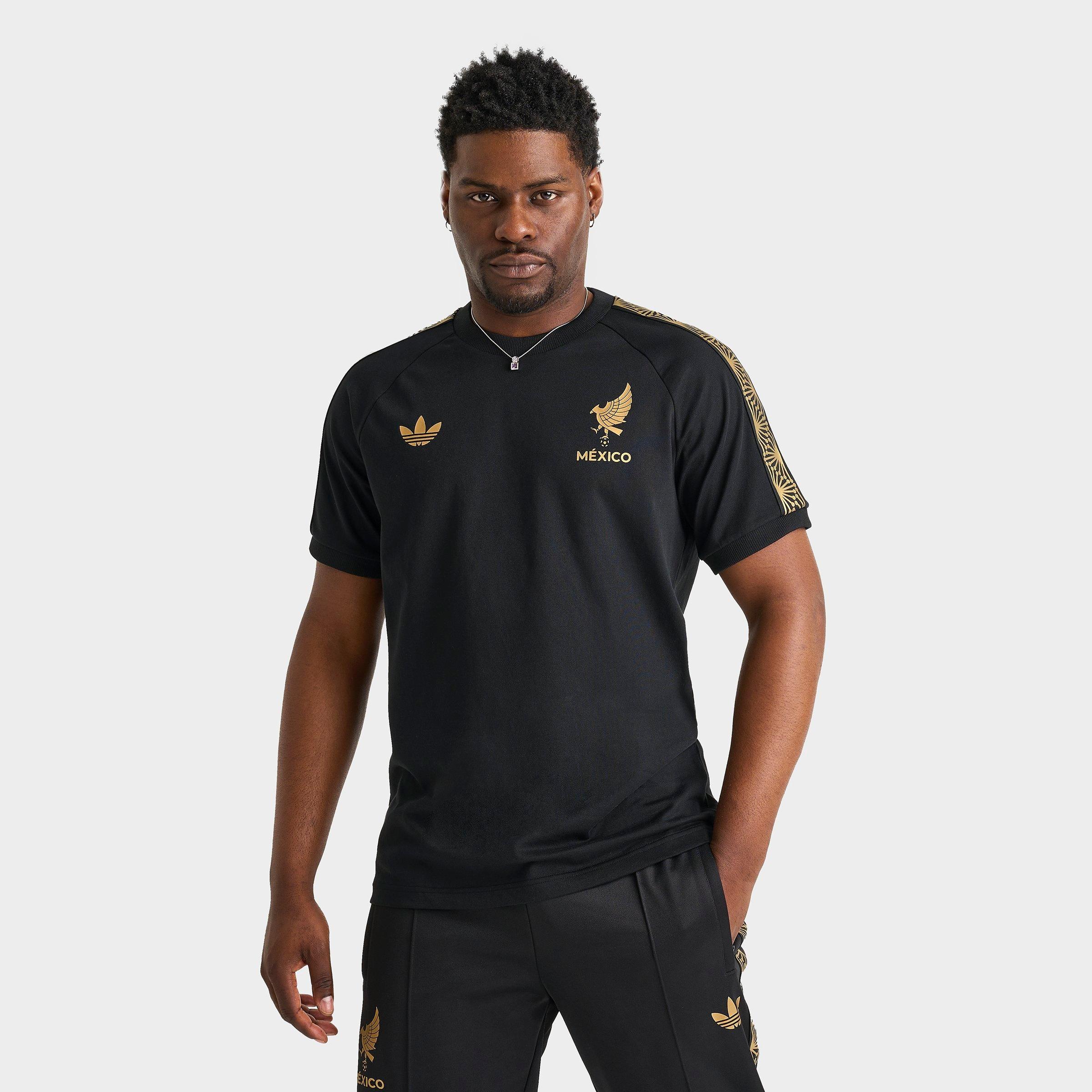 Adidas Men's Mexico Soccer Gold T-Shirt in Black/Black Size Small Cotton/Polyester/Jersey Shirt 