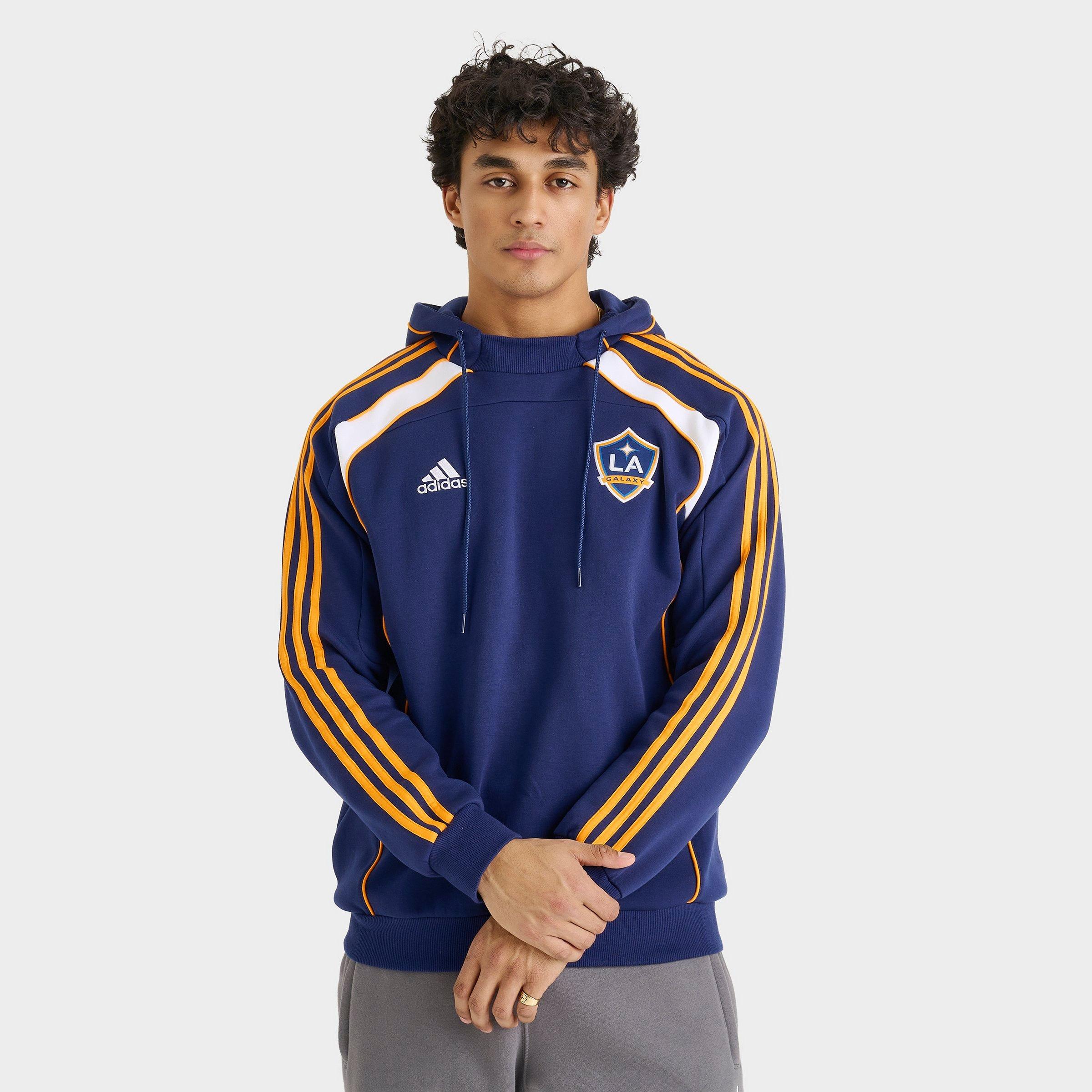 adidas Men's LA Galaxy MLS Travel Hoodie in Dark Blue Size: Small