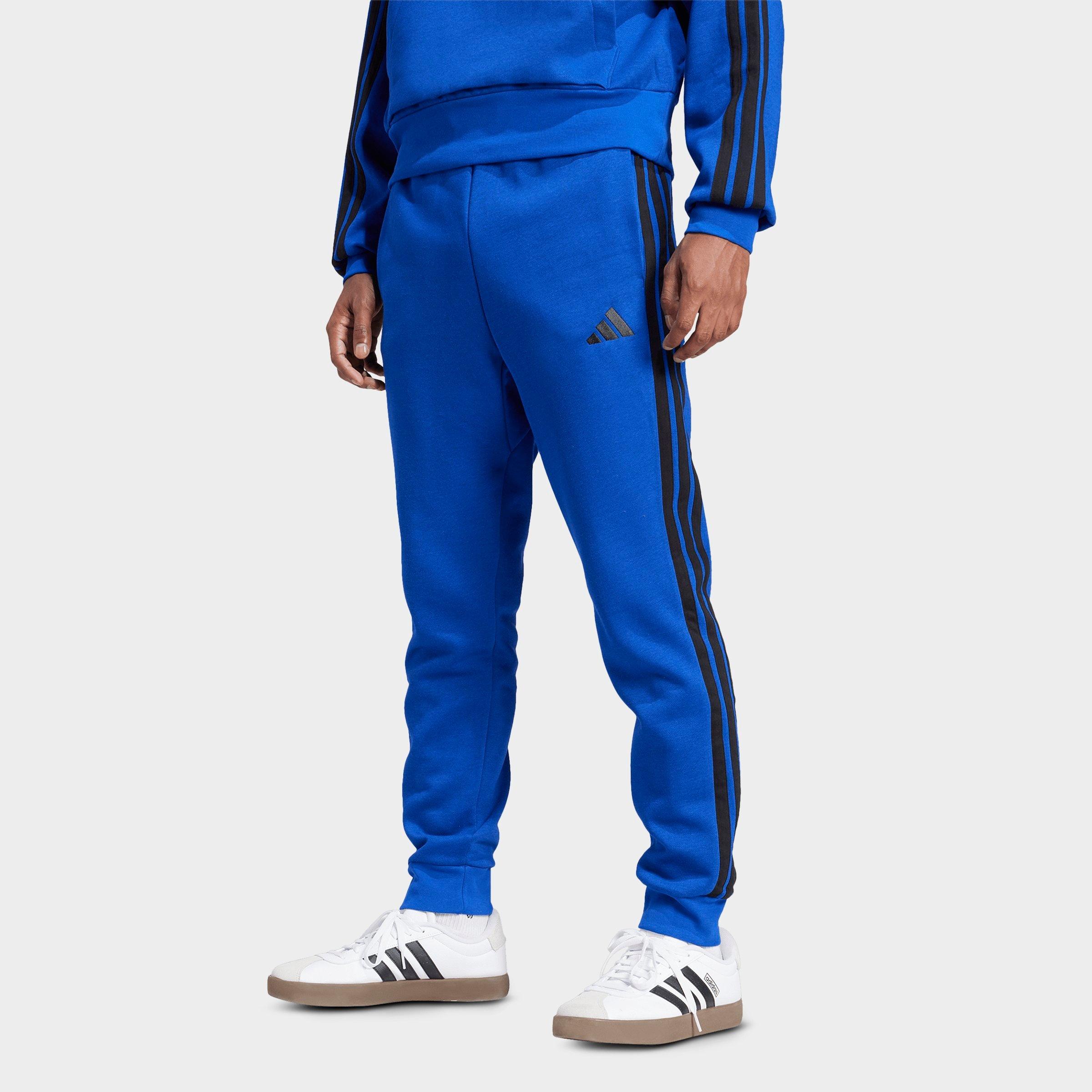 adidas Men's Essentials 3-Stripes Fleece Jogger Pants in Royal Blue/Black Size: Medium