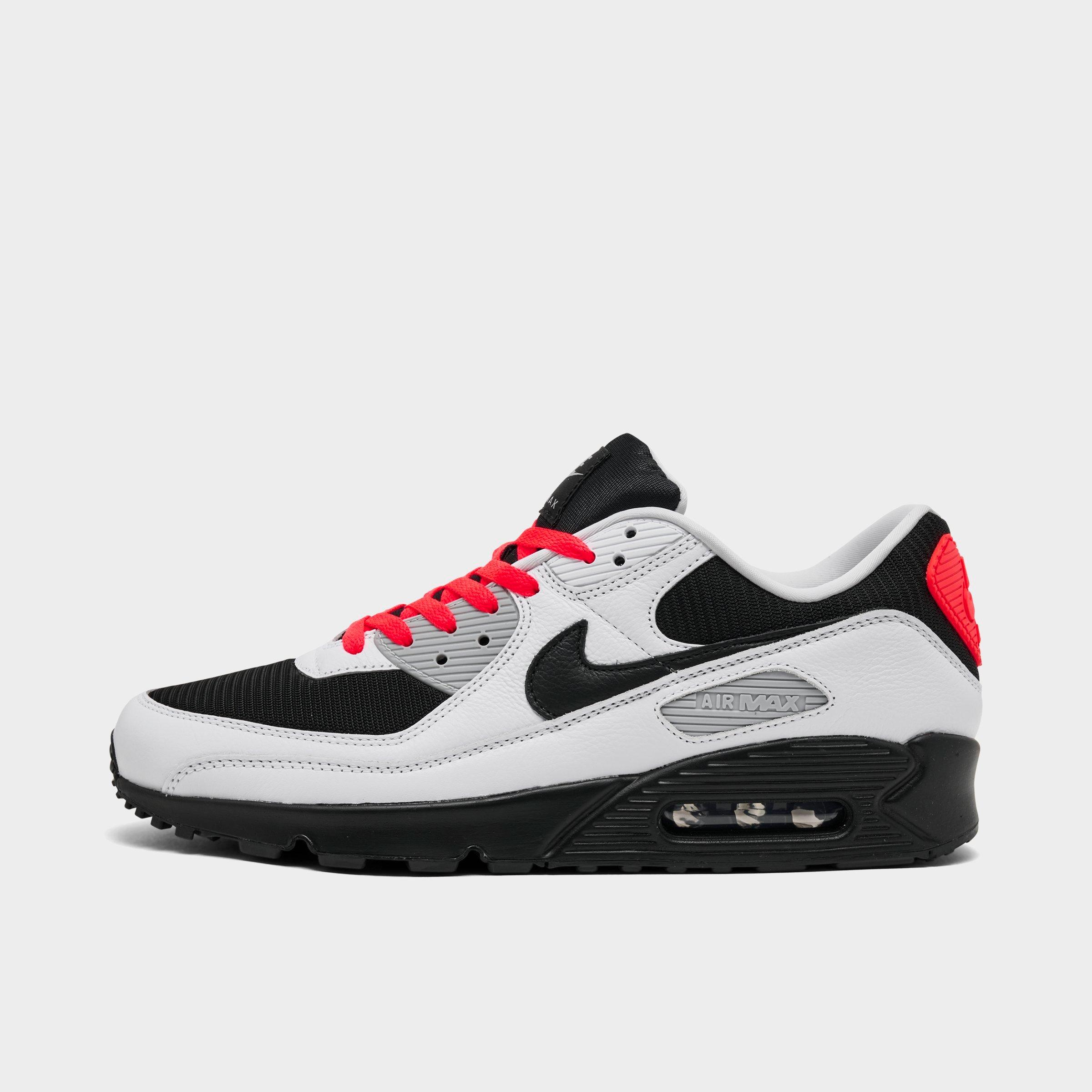 Nike Men's Air Max 90 Casual Shoes in White/Black/Bright Crimson Size: 7.5