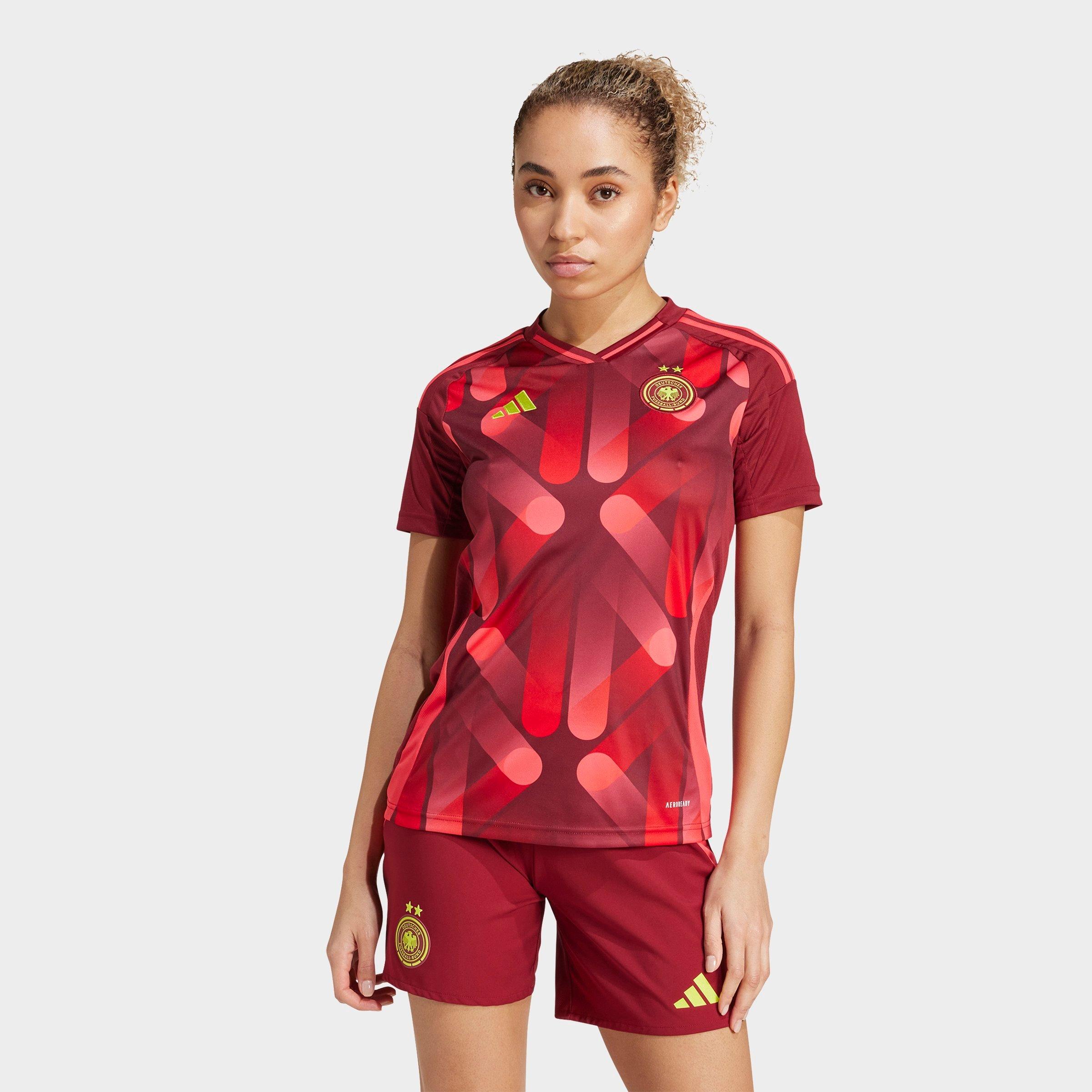 Adidas Women's Germany 2025 Away Jersey Shirt in Red/Team Collegiate Burgundy Size Small Polyester/Jersey Shirt