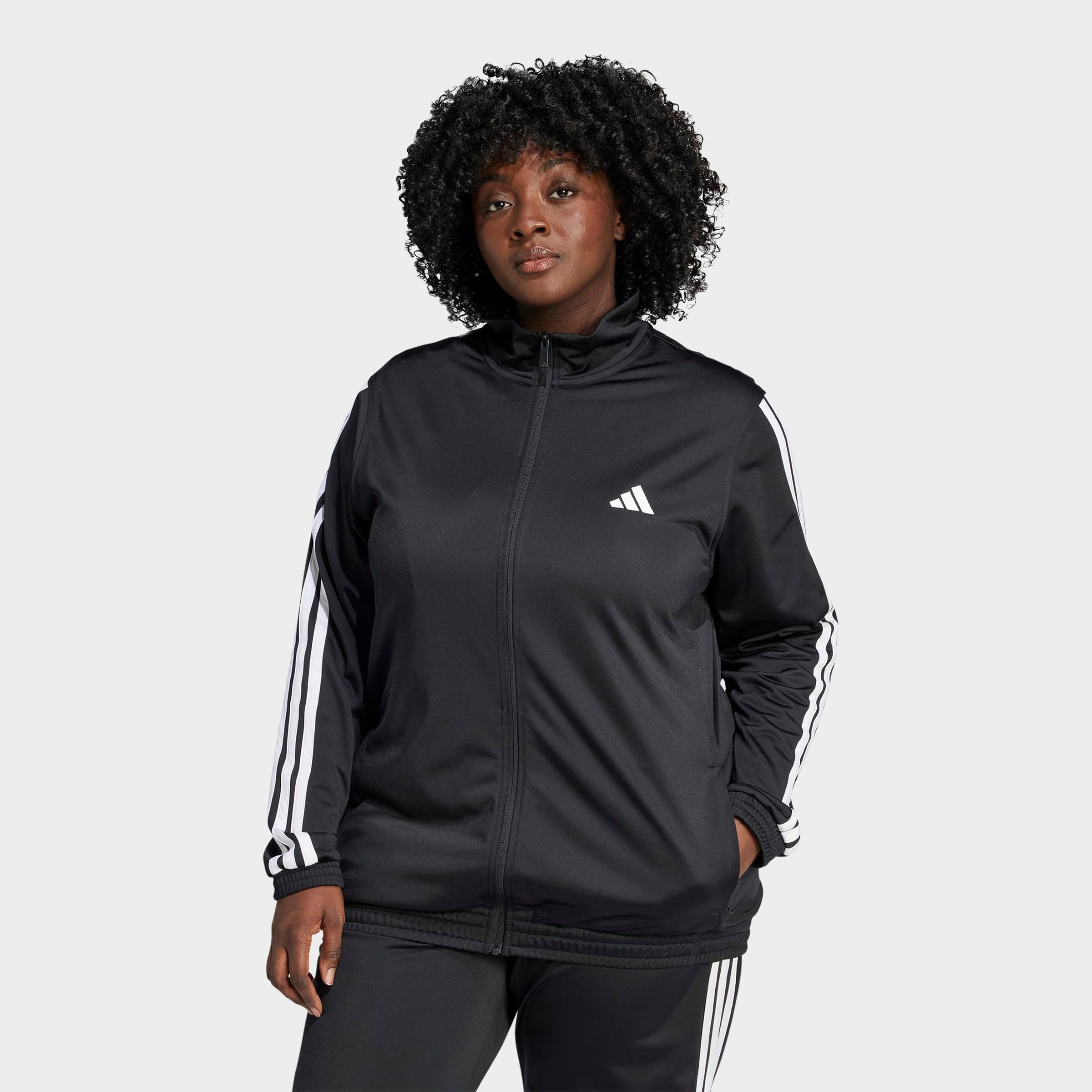 adidas Women's Sportswear Essentials 3-Stripes Tricot Full-Zip Track Top (Plus