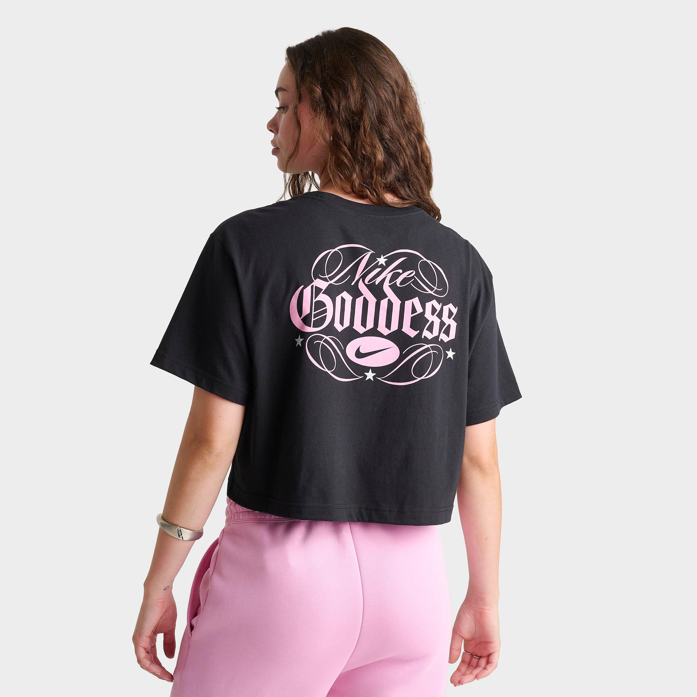 Nike Women's Sportswear Goddess Cropped T-Shirt in Black Size: Small