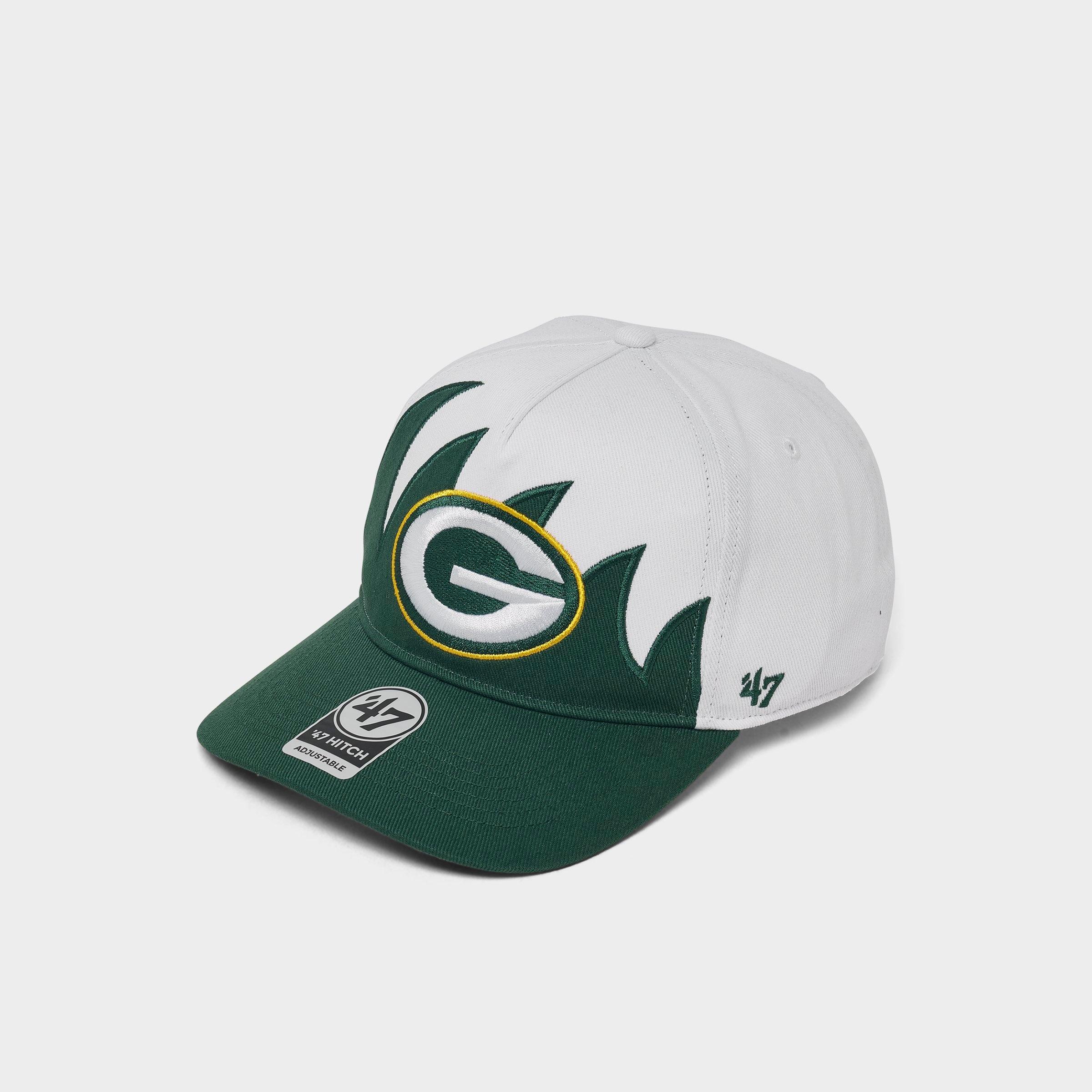 47 Brand '47 Green Bay Packers NFL HITCH Jagged Snapback Hat in White/Green