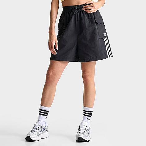 Adidas Originals Adidas Women's Originals Adicolor Cargo Lifestyle Shorts Size Xl 100% Nylon In Black