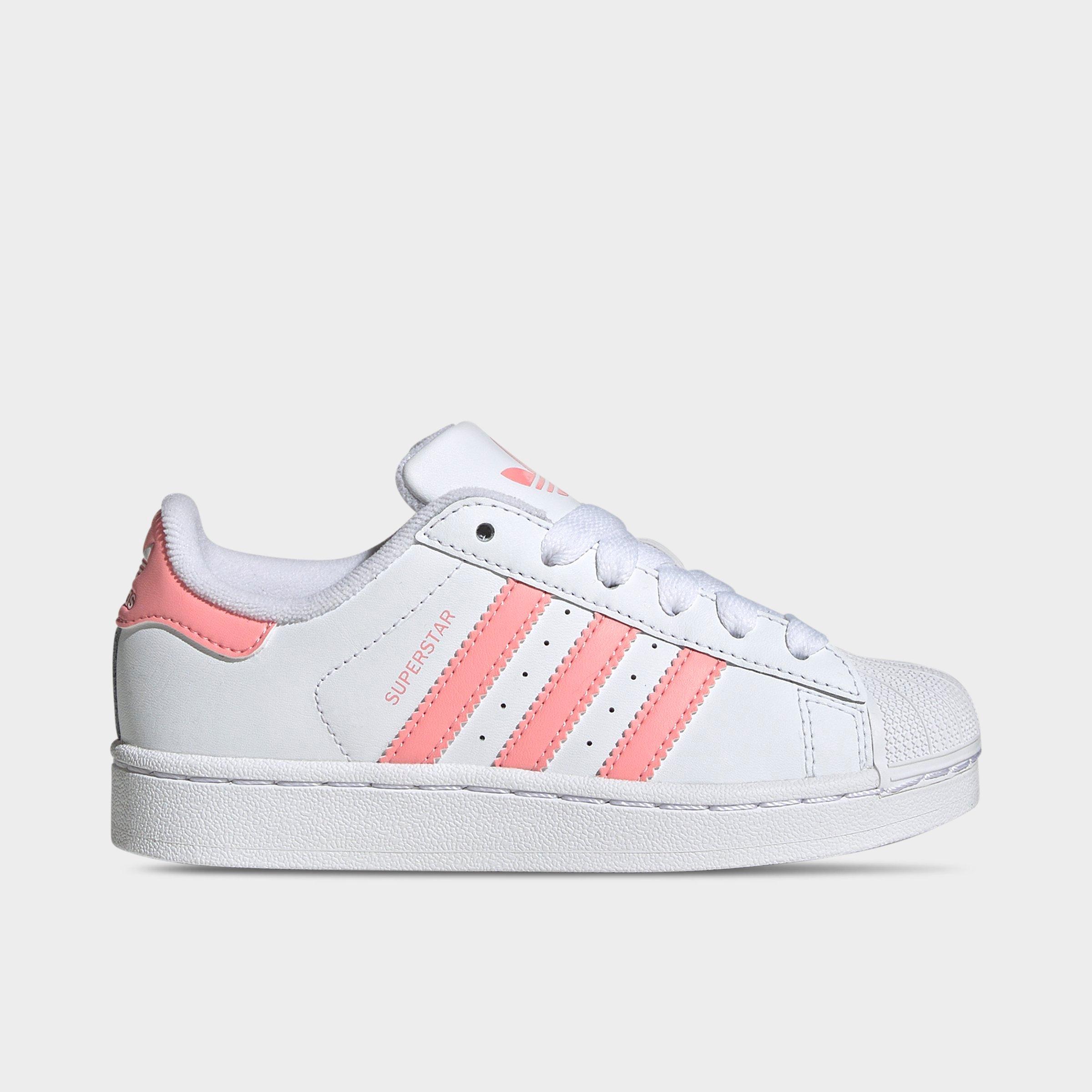 Adidas Little Kids' Originals Stan Smith Comfort Closure Casual Shoes in White/Pink/Cloud White Size 1.5 Leather