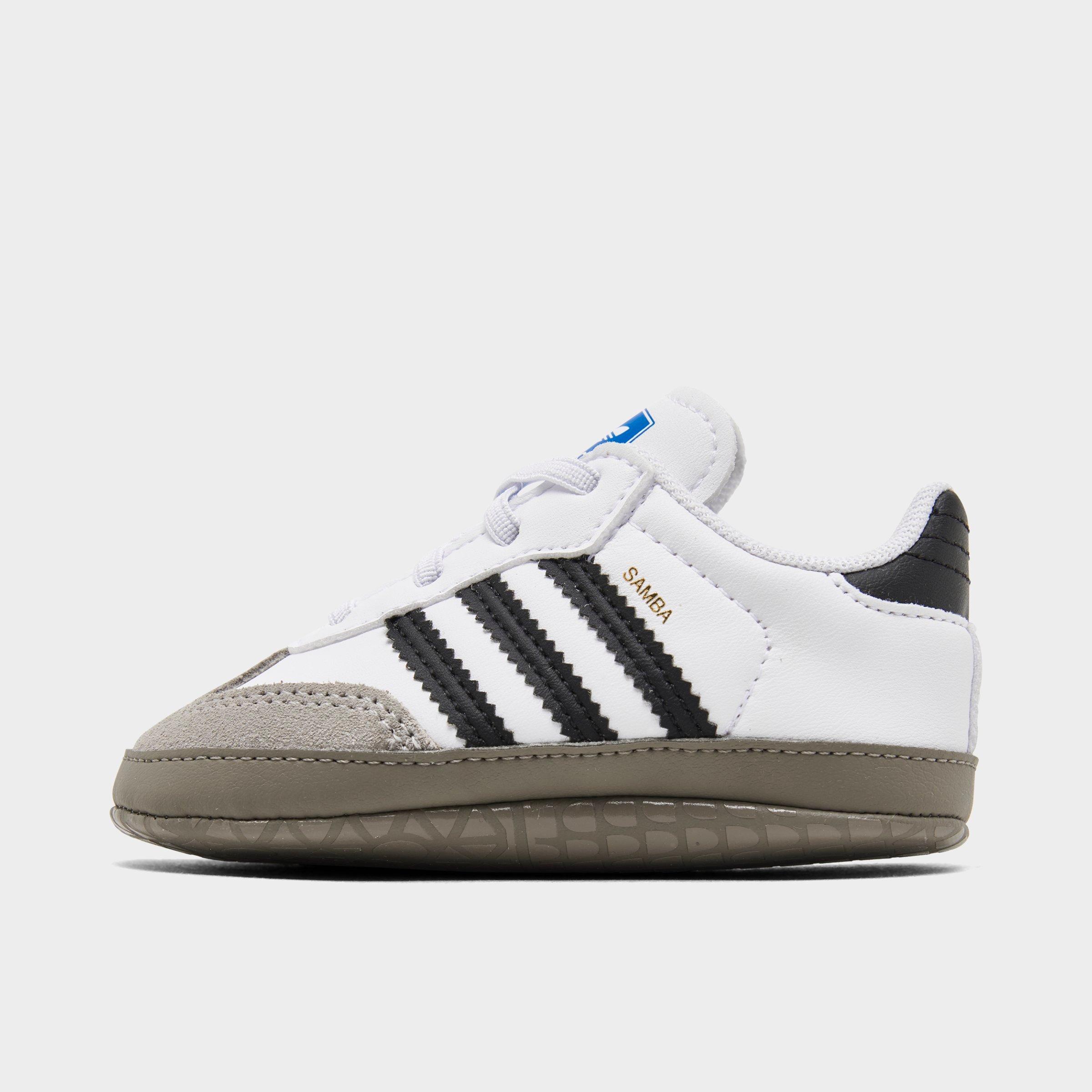 Adidas Infant Originals Samba Stretch Lace Crib Shoes in White/White Size 5.0 Leather/Lace/Suede