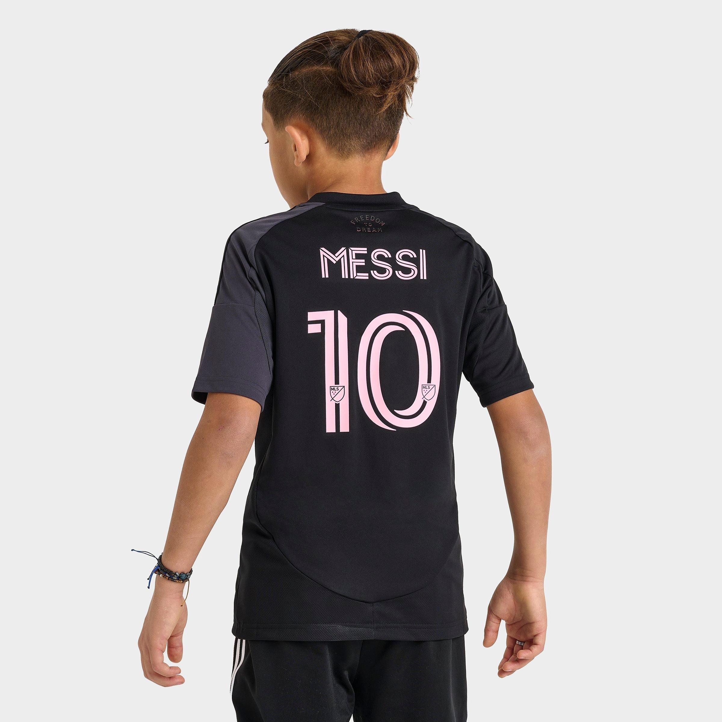 Adidas Originals Adidas Kids' Inter Miami Cf 25-26 Messi Away Soccer Jersey Shirt In Black/pink