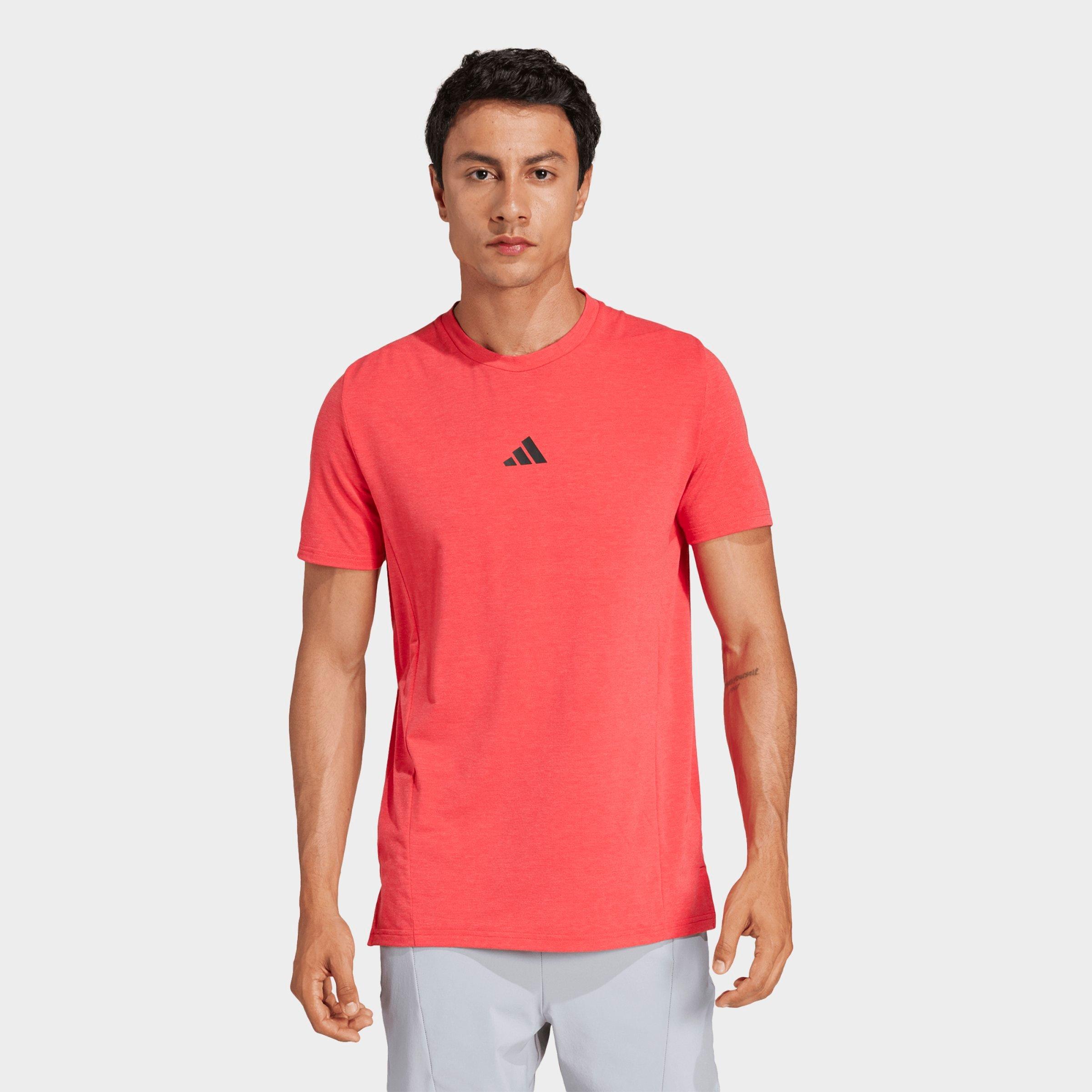 adidas Men's Designed for Training Workout T-Shirt in Pure Ruby Size: 2XL