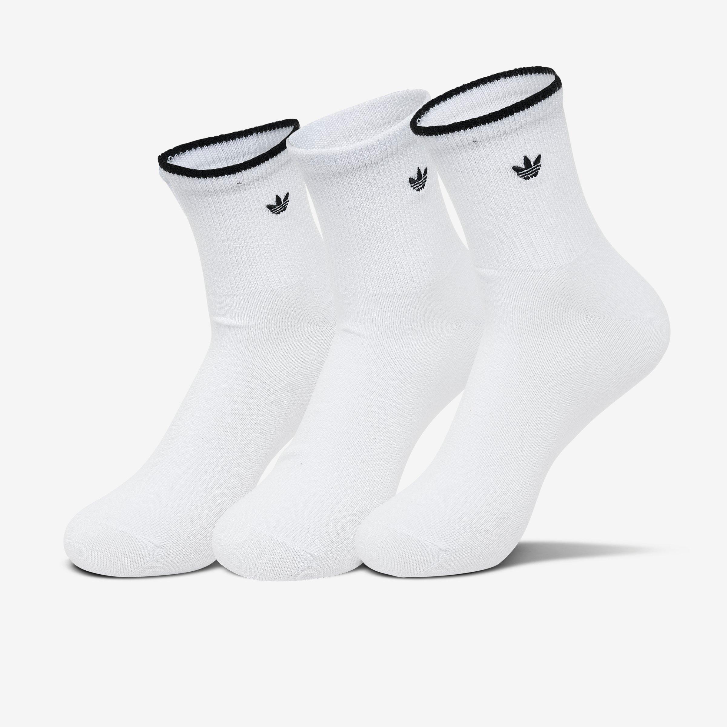 adidas Originals Trefoil Luna Quarter Socks (3-Pack) in White Size: Medium