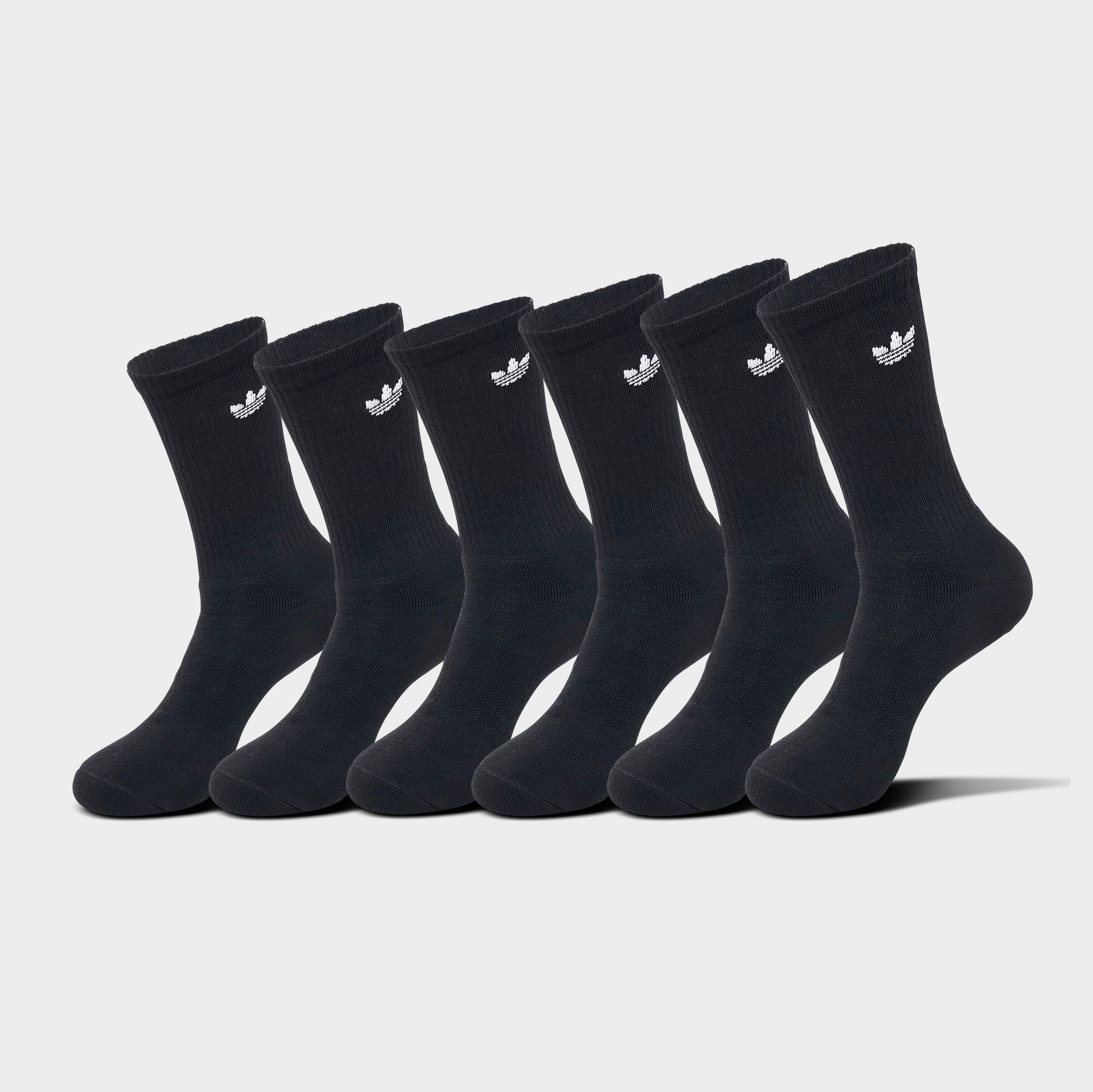 adidas Men's Originals Trefoil 2.0 Crew Socks (6-Pack) in Black Size: Large
