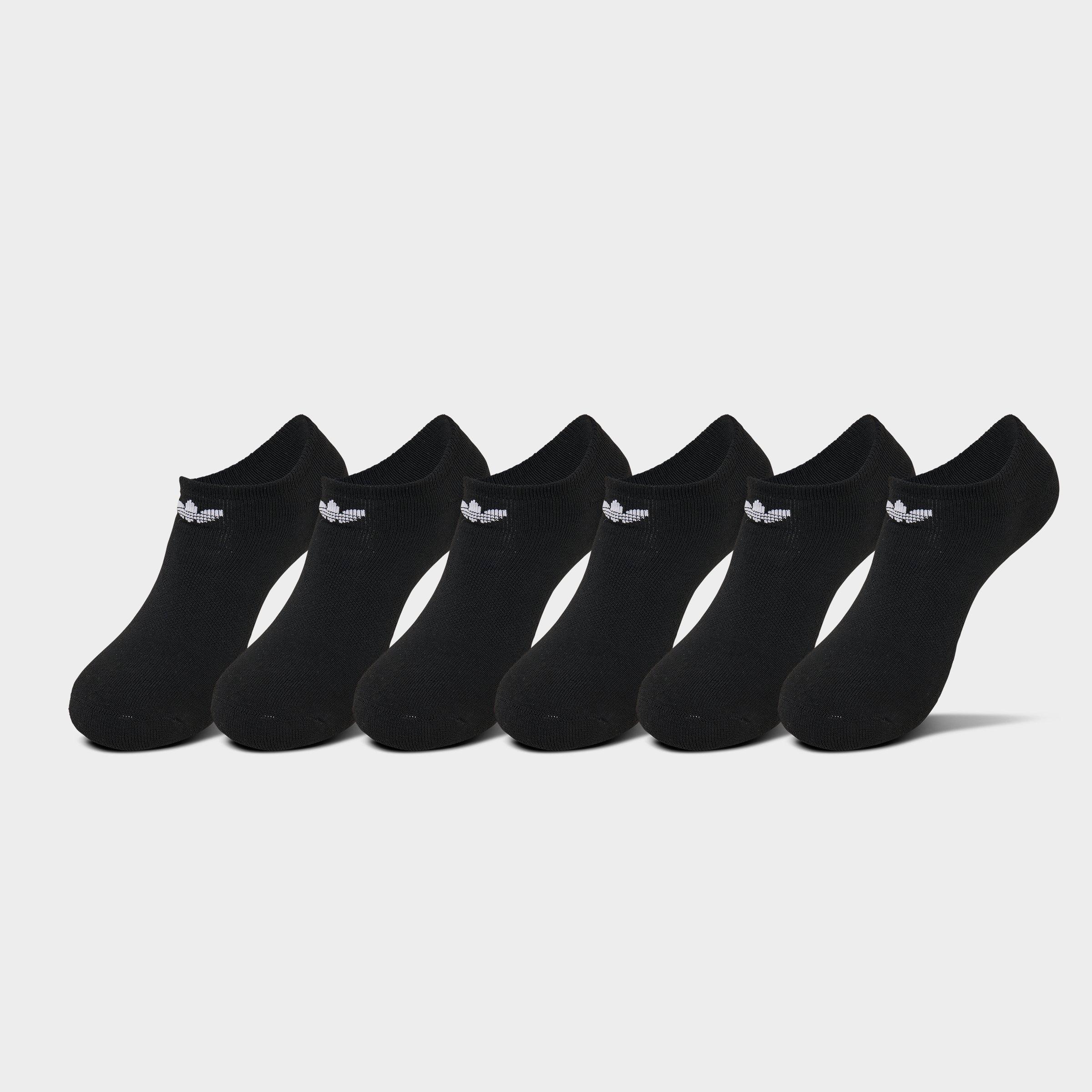 adidas Women's Originals Trefoil 2.0 No-Show Socks (6-Pack) in Black/White Size: Medium