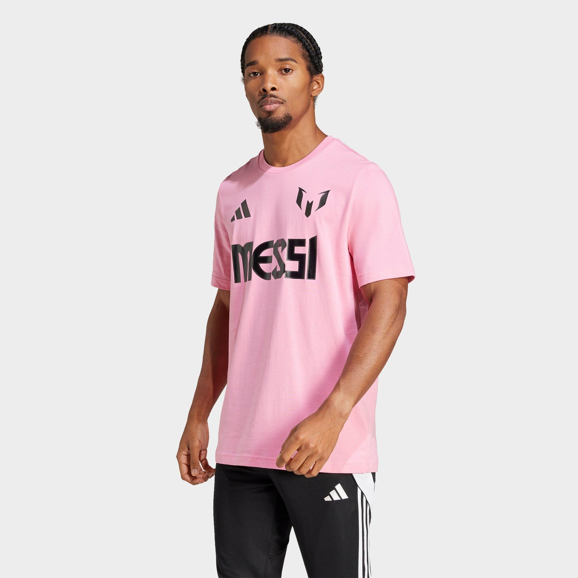 Adidas Men's Lionel Messi Name & Number Graphic T-Shirt in Pink/Easy Pink Size Medium 100% Cotton/Jersey Shirt 