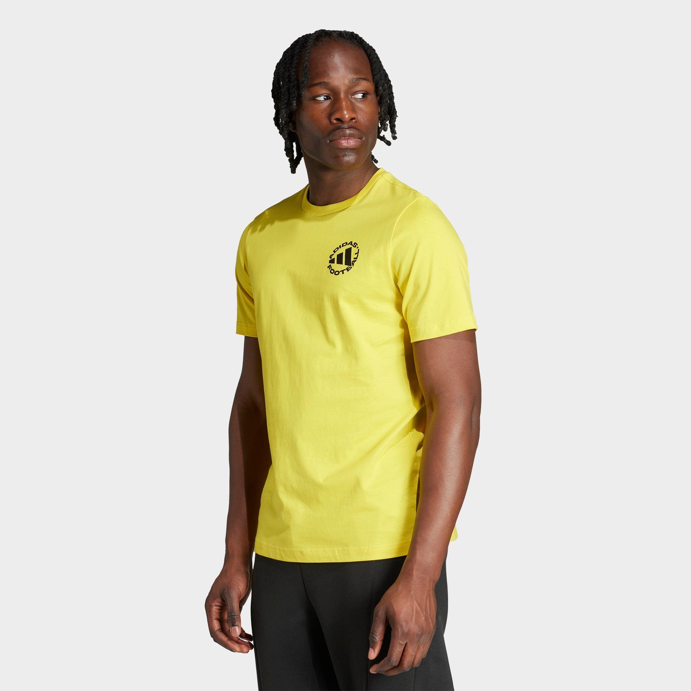 adidas Men's Soccer Sticker Graphic T-Shirt in Yellow Size: XS