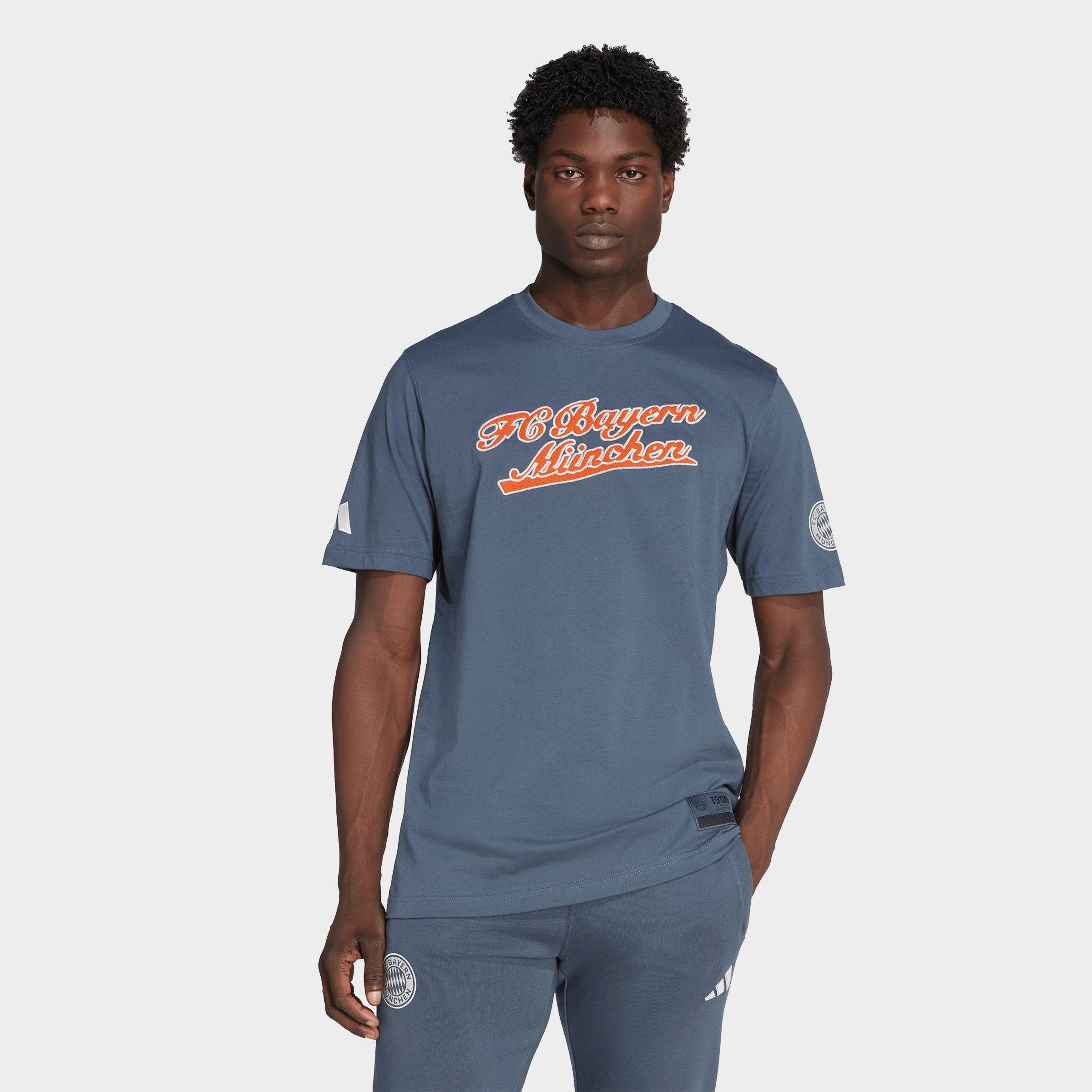 adidas Men's FC Bayern US Pack T-Shirt in Bold Onix/Off White Size: XS