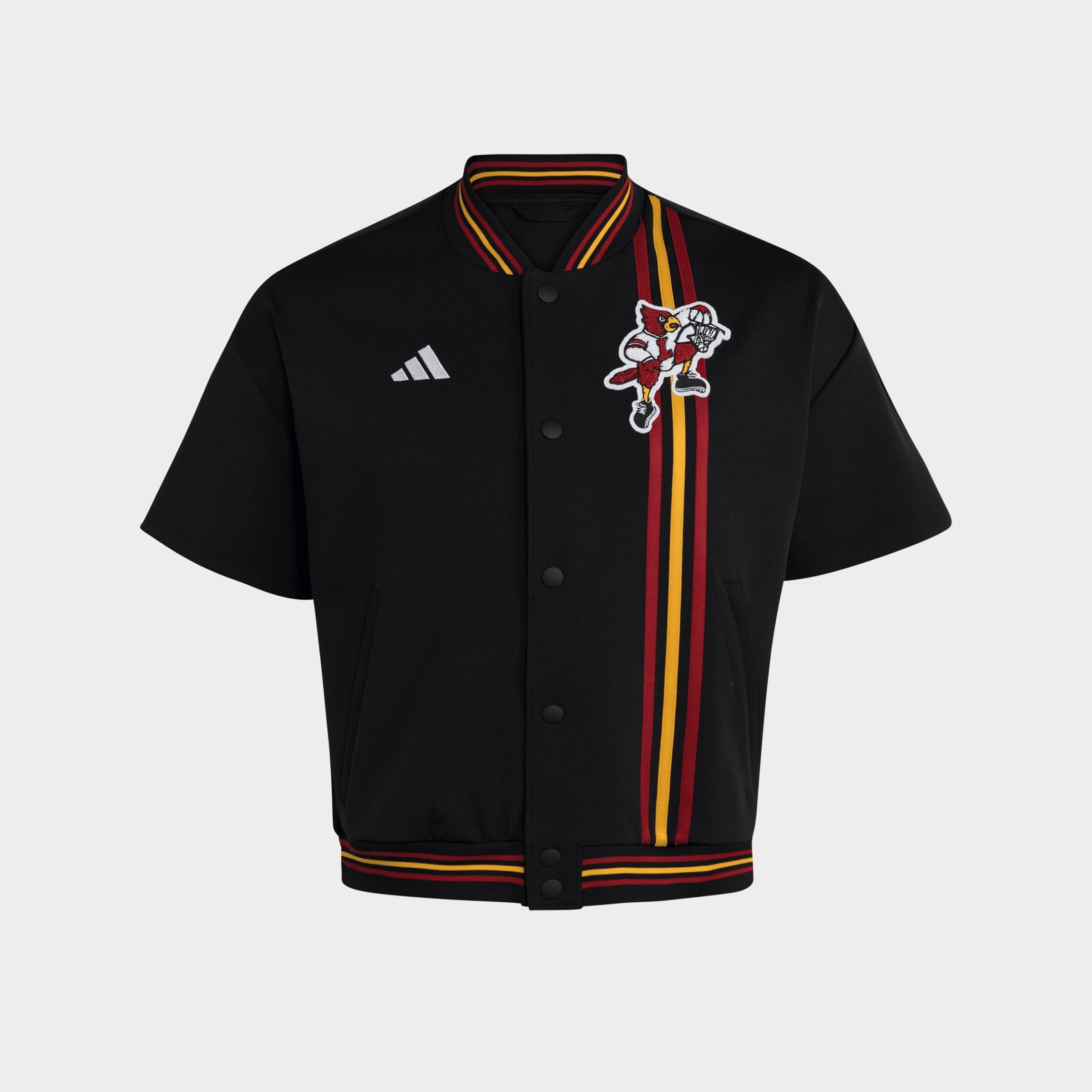 adidas Men's Louisville Cardinals Basketball Warm-Up Top in Black/Team Power Red Size: Small