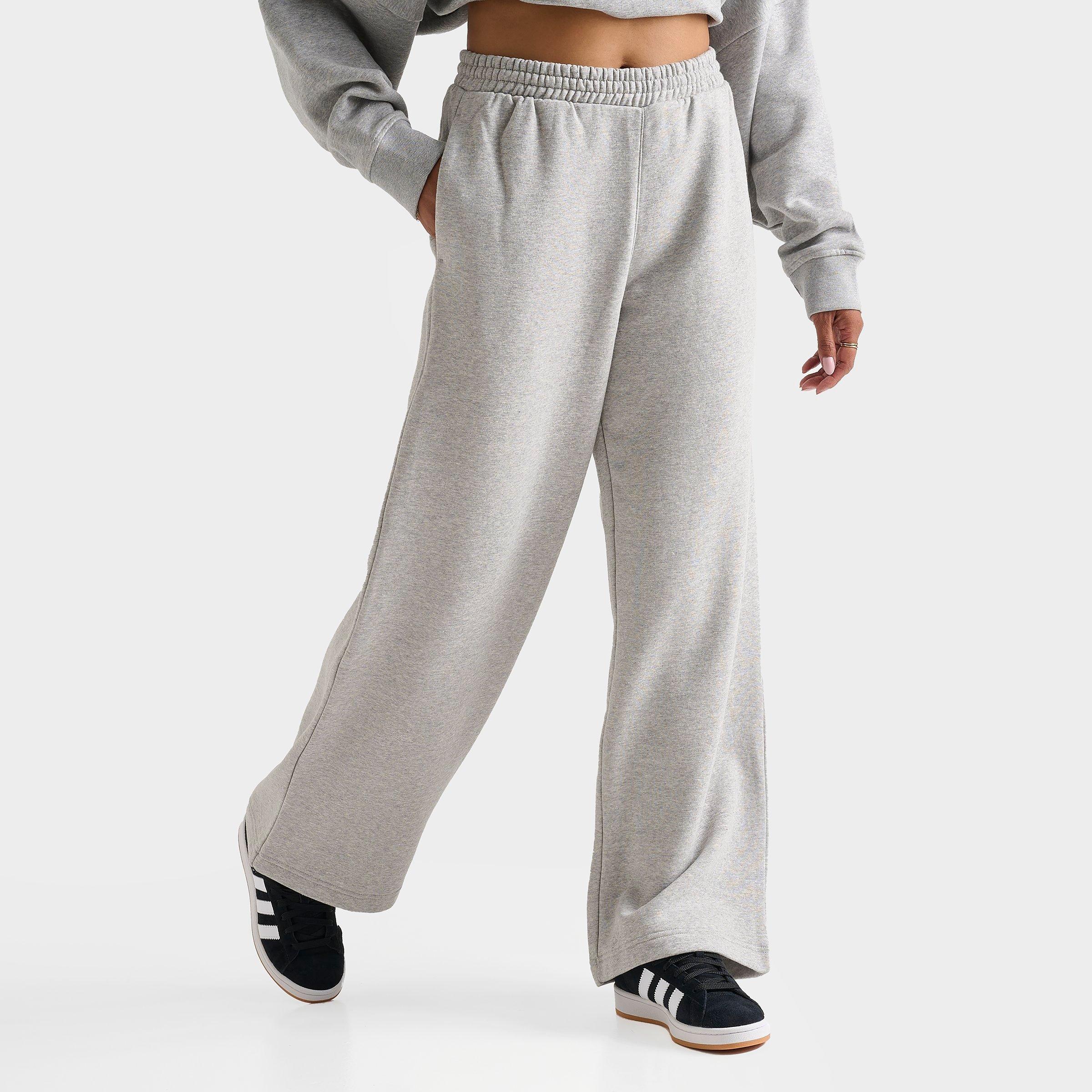 Adidas Women's Originals Wide Leg Fleece Pants in Grey/Medium Grey Heather Size XL Cotton/Polyester/Fleece