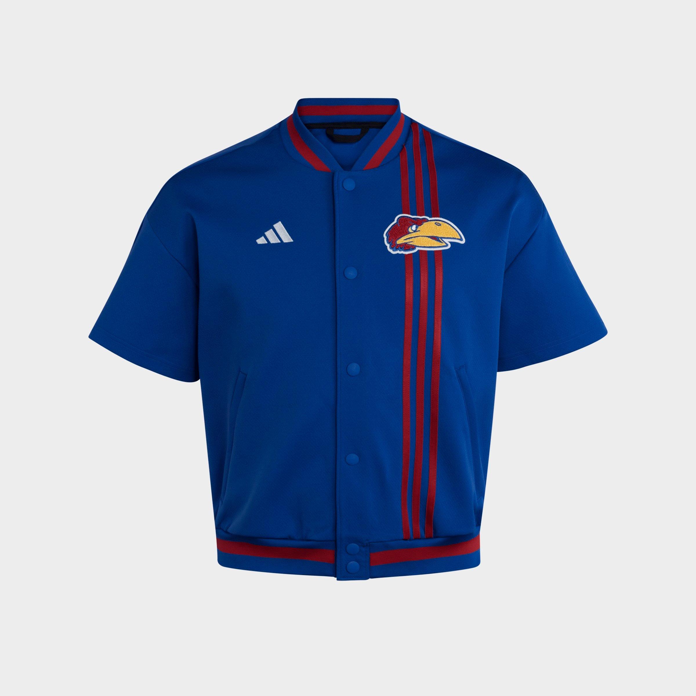 adidas Men's Kansas Jayhawks Basketball Warm-Up Top in Team Power Blue/Team Power Red Size: 3XL