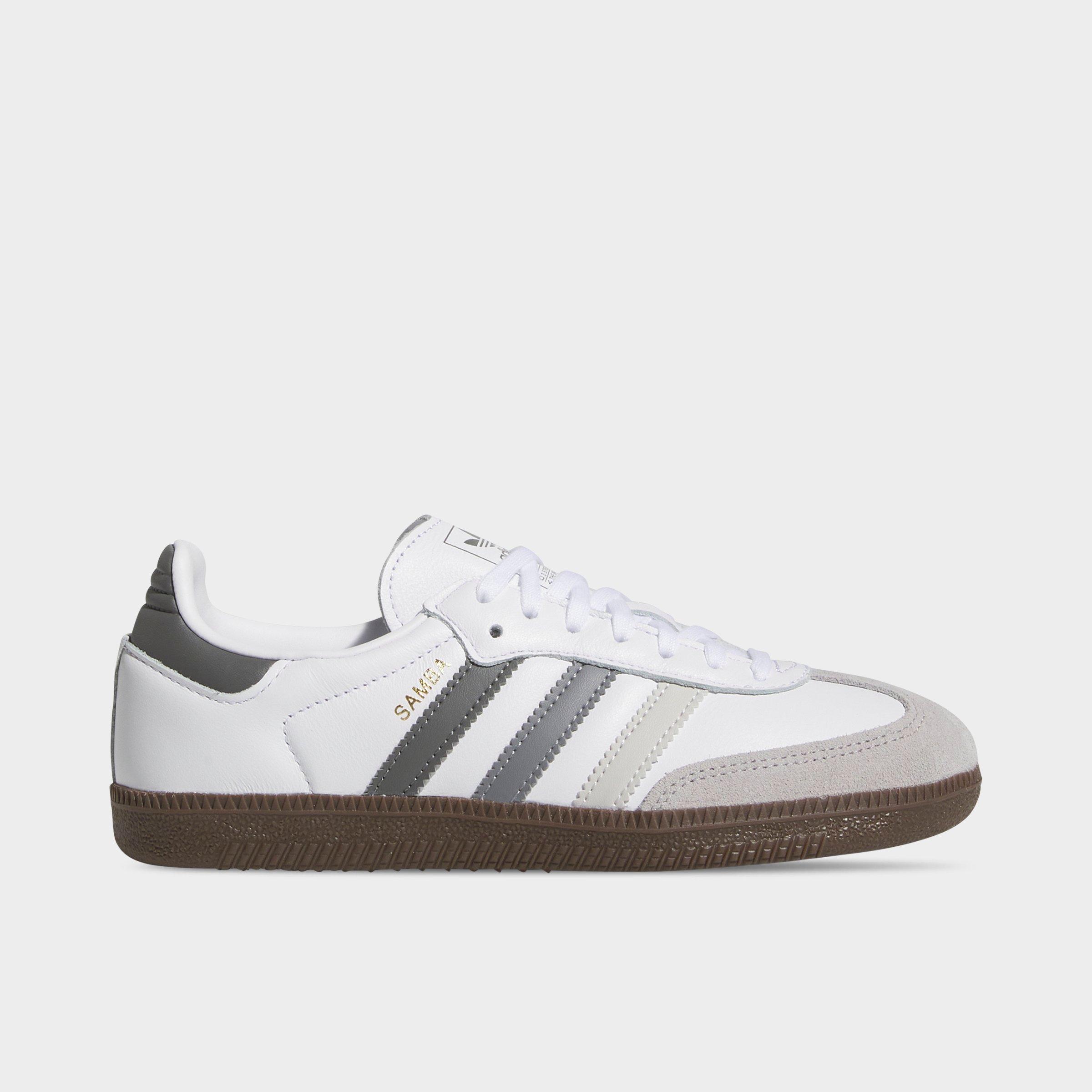 Adidas Big Kids' Originals Samba OG Casual Shoes in White/White Size 5 Leather/Suede