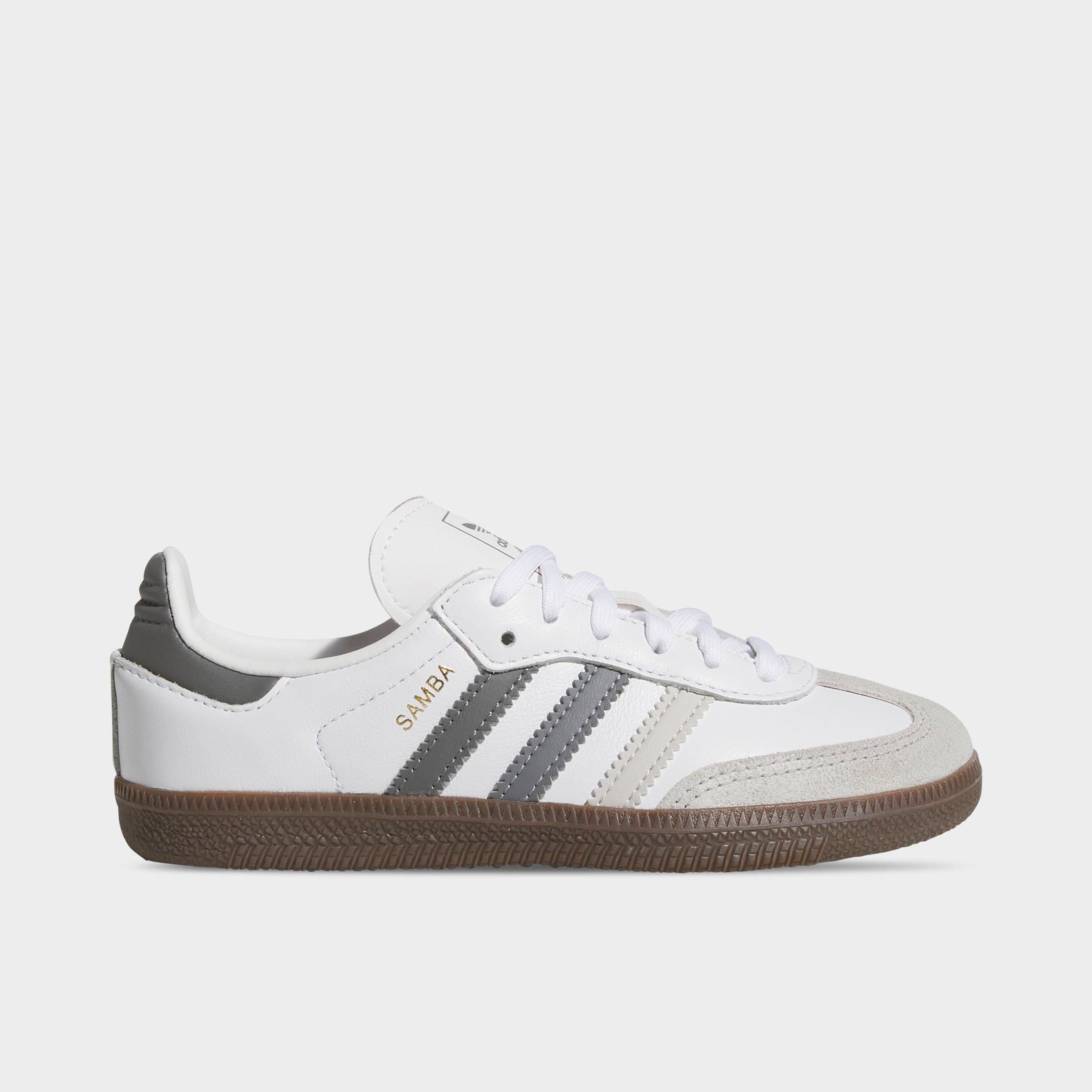 Adidas Little Kids' Originals Samba OG Casual Shoes in White/White Size 1.5 Leather/Suede