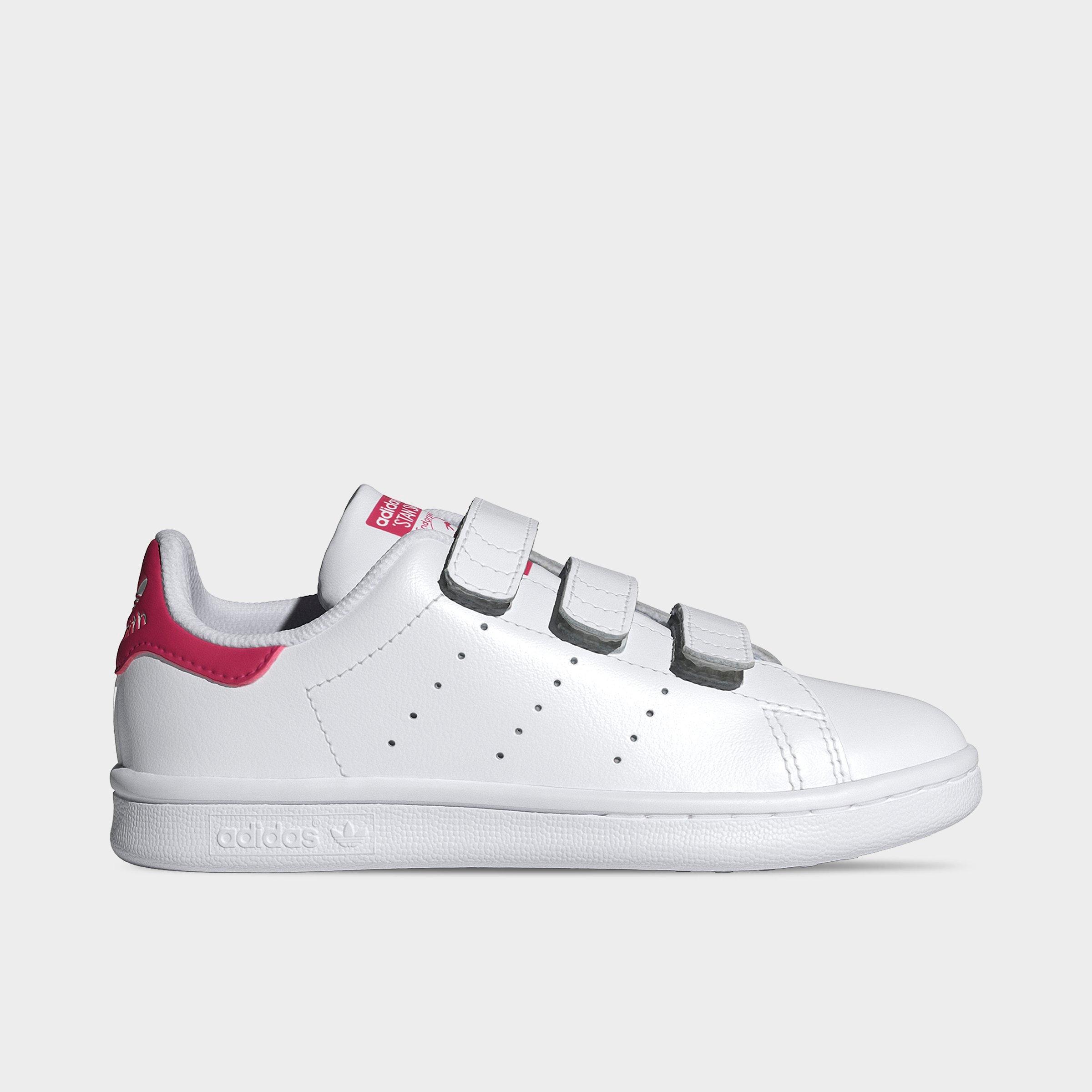 Adidas Little Kids' Originals Stan Smith Comfort Closure Casual Shoes in White/White Size 13.5 Leather