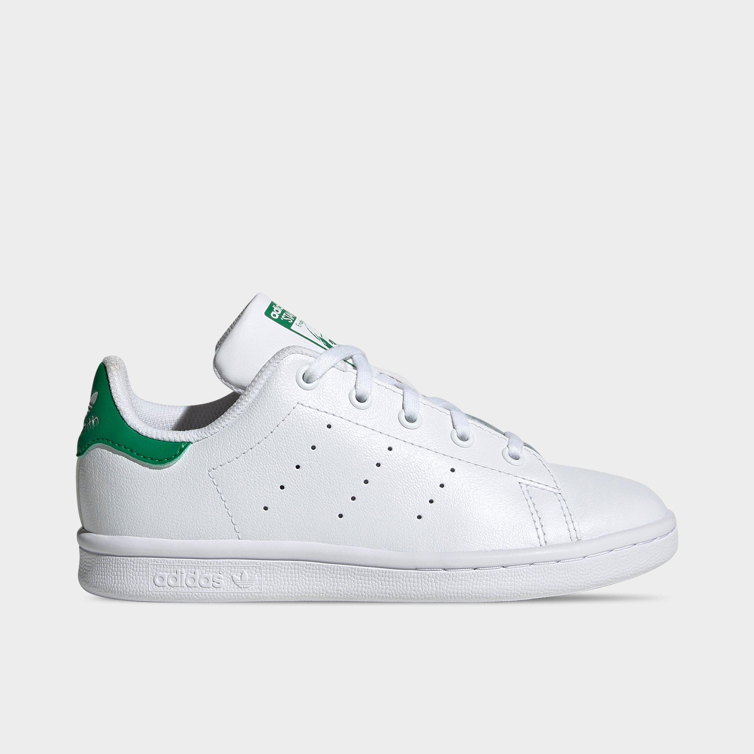 Adidas Little Kids' Originals Stan Smith Comfort Closure Casual Shoes in White/White Size 2 Leather