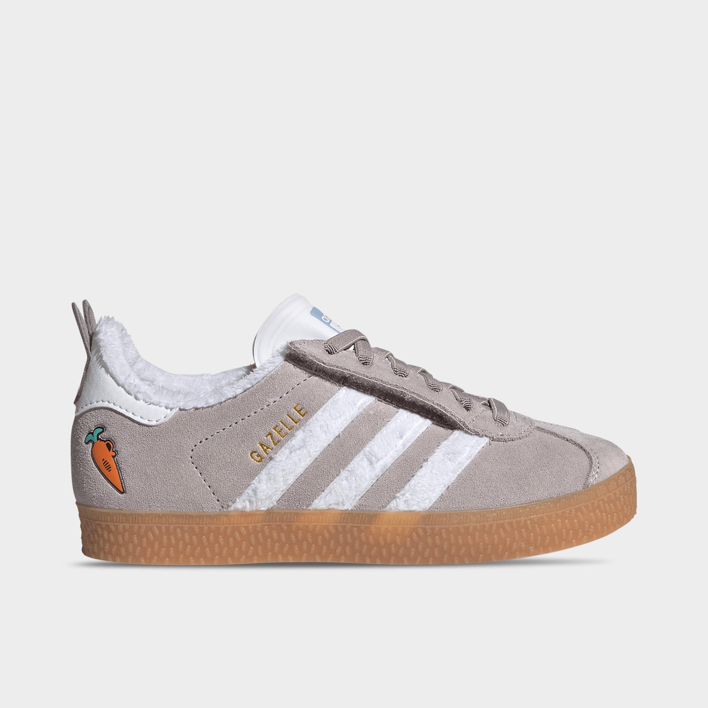 adidas Little Kids Originals x Disney Zootopia Gazelle Comfort Closure Elastic Lace Casual Shoes in Grey/Cloud White/Gum Size: 1.0
