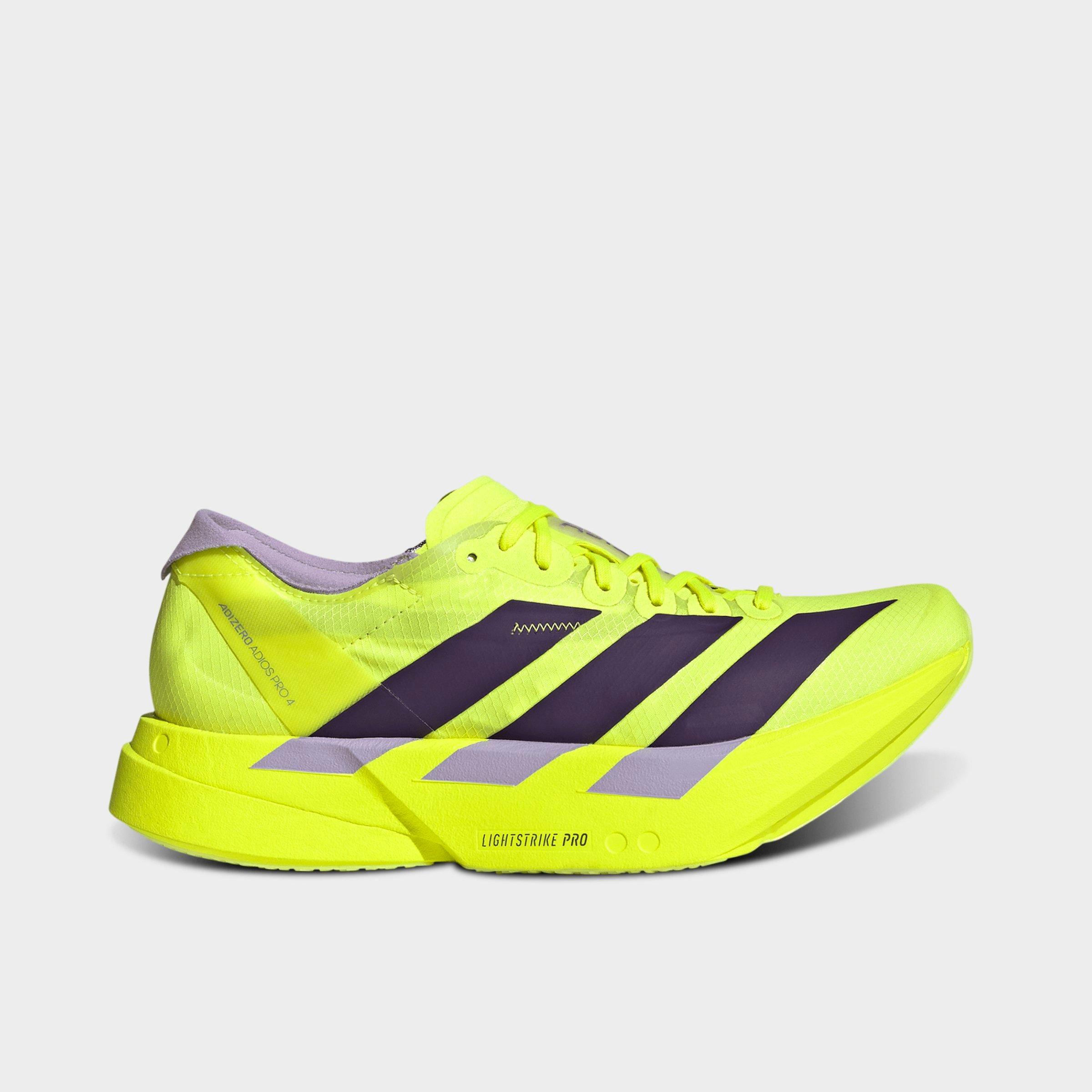 adidas Women's Adizero Adios Pro 4 Running Shoes in Solar Yellow/Aurora Plum/Powder Plum Size: 9.0