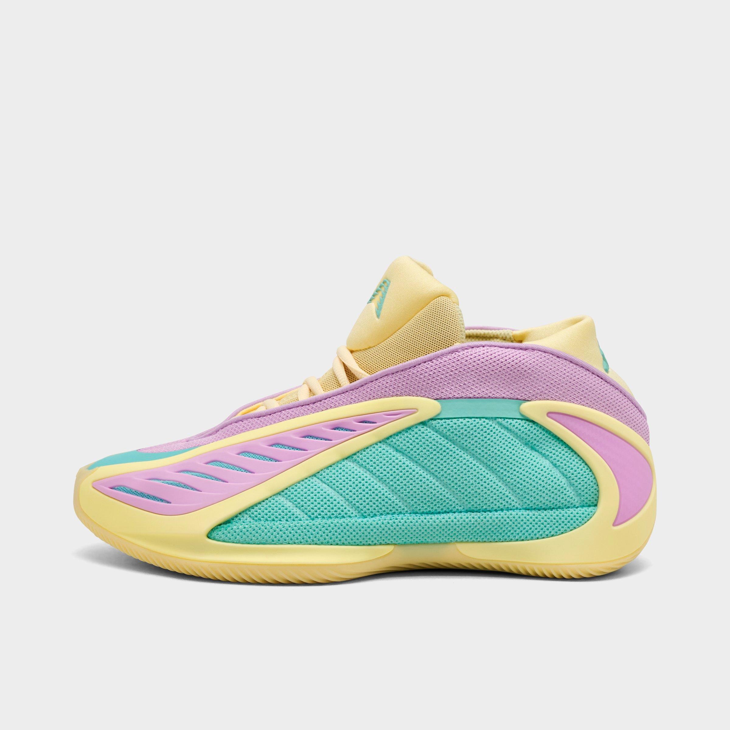 adidas Big Kids Anthony Edwards 2 Basketball Shoes in Almost Yellow/Bliss Lilac/Flash Aqua Size: 3.5