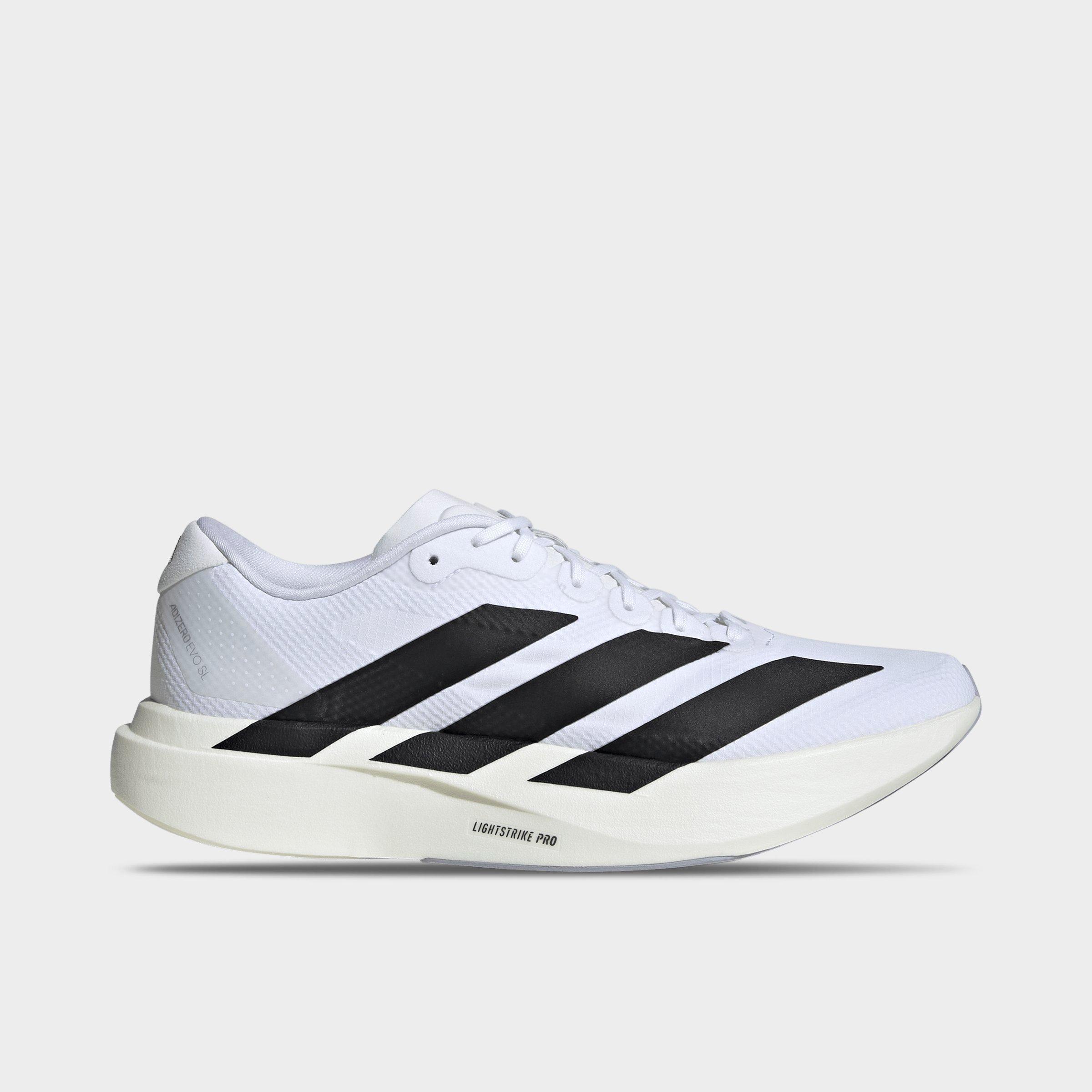 adidas Men's Adizero EVO SL Woven Running Shoes in Cloud White/Core Black/Dash Grey Size: 12.0