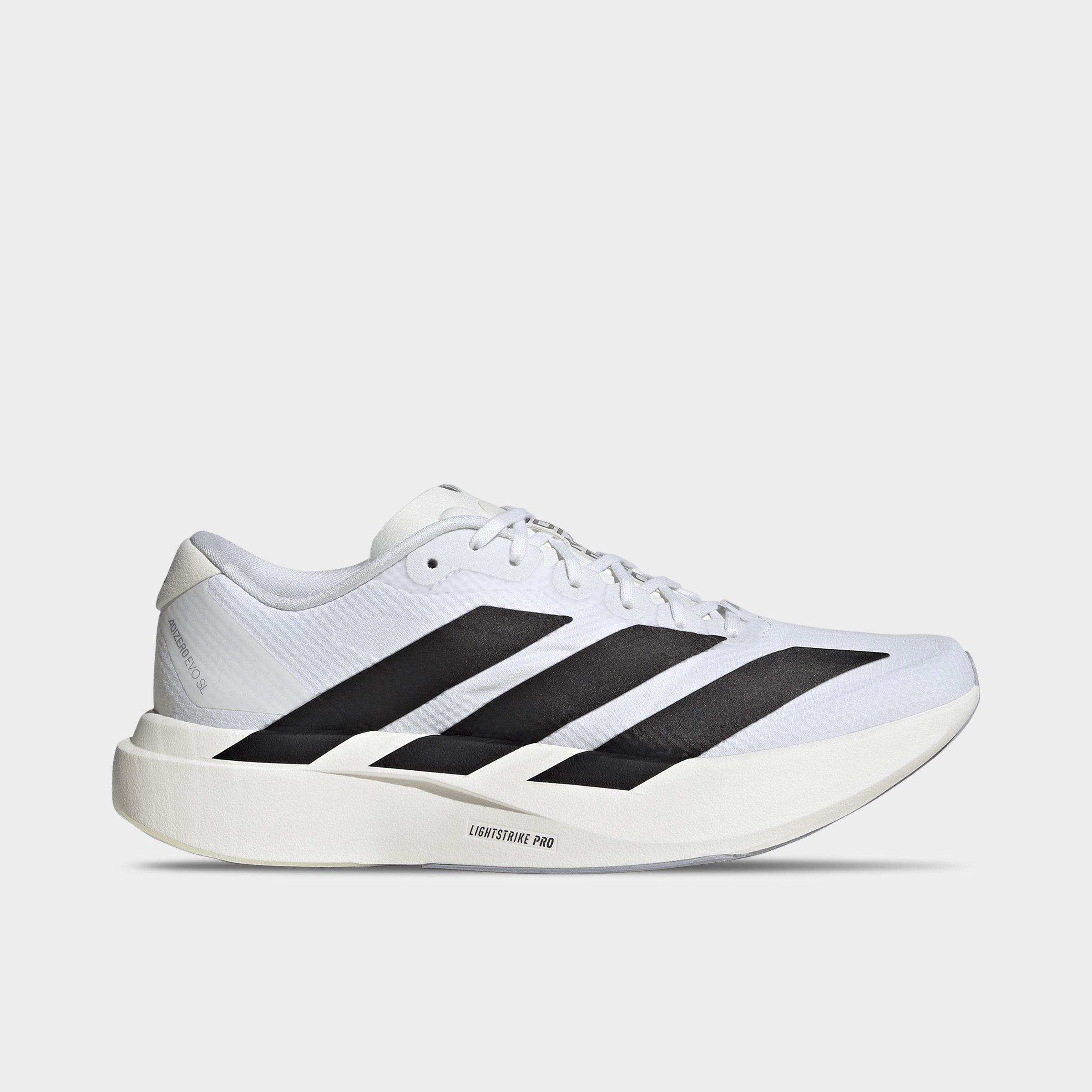 adidas Women's Adizero EVO SL Woven Running Shoes in Cloud White/Core Black/Dash Grey Size: 10.0