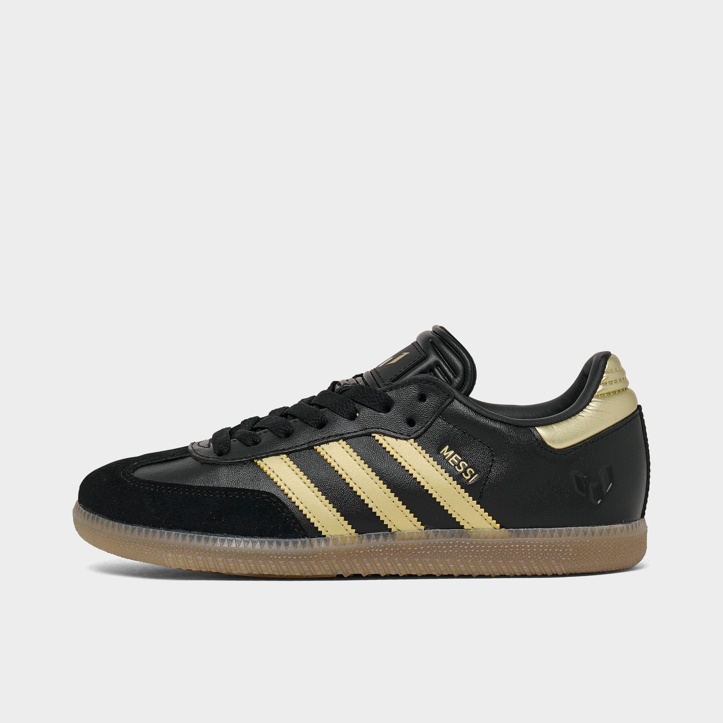 Adidas Big Kids' Originals Samba Messi Casual Shoes in Black/Metallic/Core Black Size 3.5 Leather