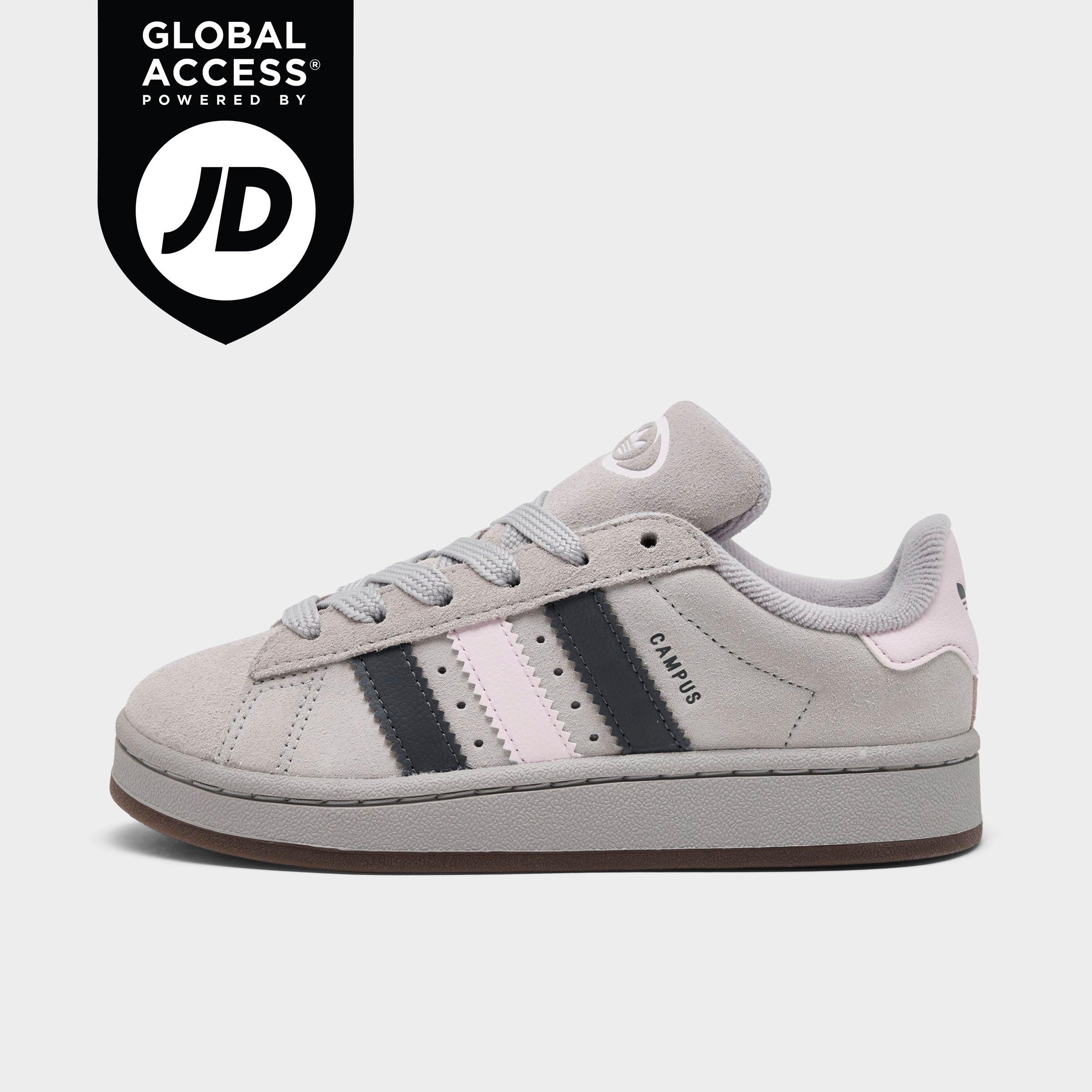 adidas Little Kids Originals Campus 00s Stretch Lace Casual Shoes in Grey Two/Grey Five/Almost Pink Size: 1.0