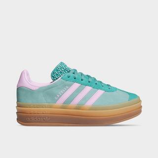 adidas gazelle silver green womens adidas Gazelle Bold Shoes - Women's - Aurora Coffee / Light Pink / Gold