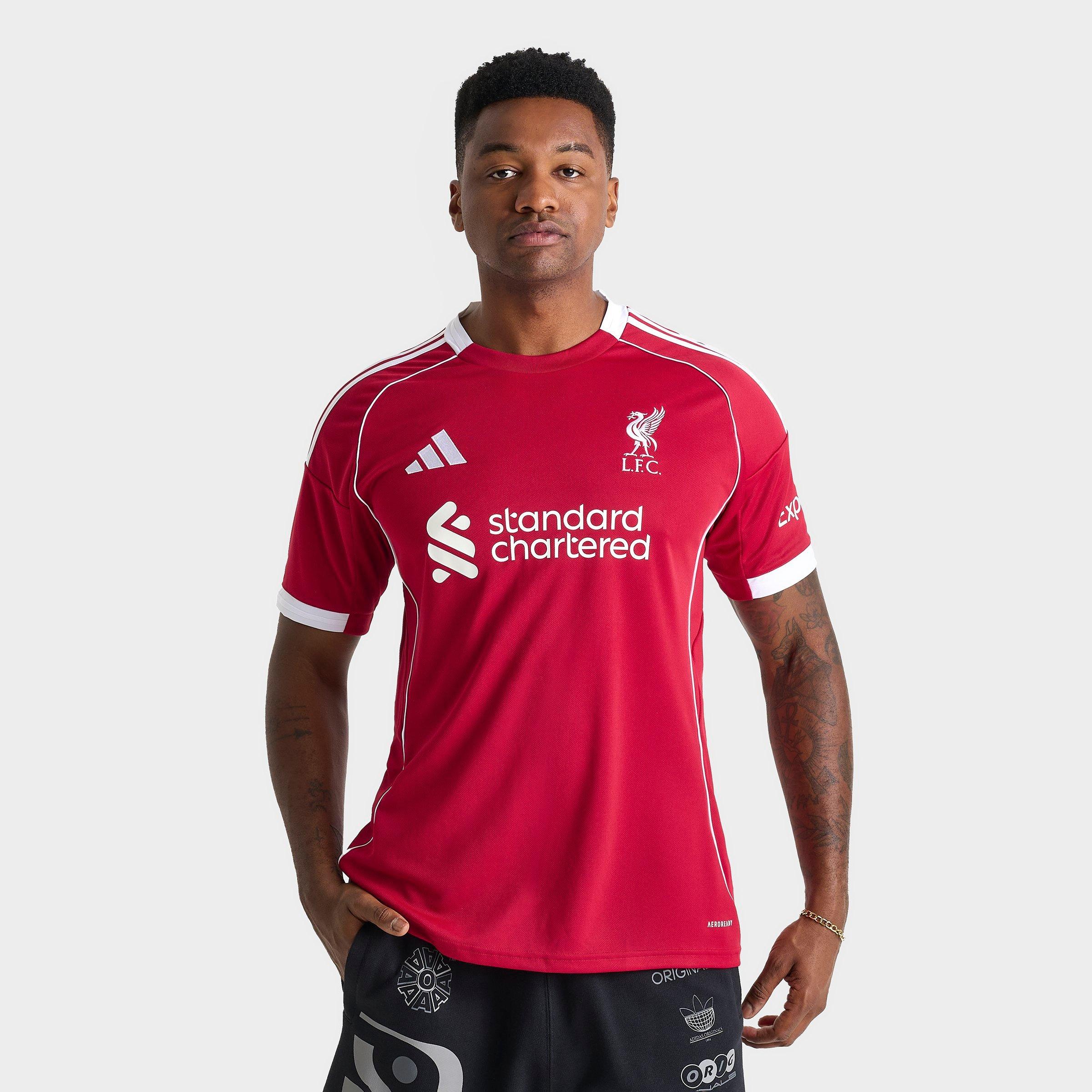 adidas Men's Liverpool FC 25-26 Home Soccer Jersey in Strawberry Red Size: Small
